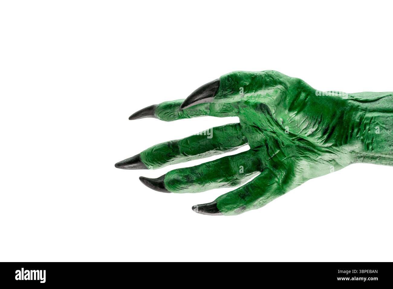 Mano di mostro verde isolata su sfondo bianco con percorso di ritaglio Foto Stock