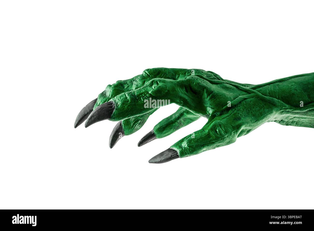 Mano di mostro verde isolata su sfondo bianco con percorso di ritaglio Foto Stock
