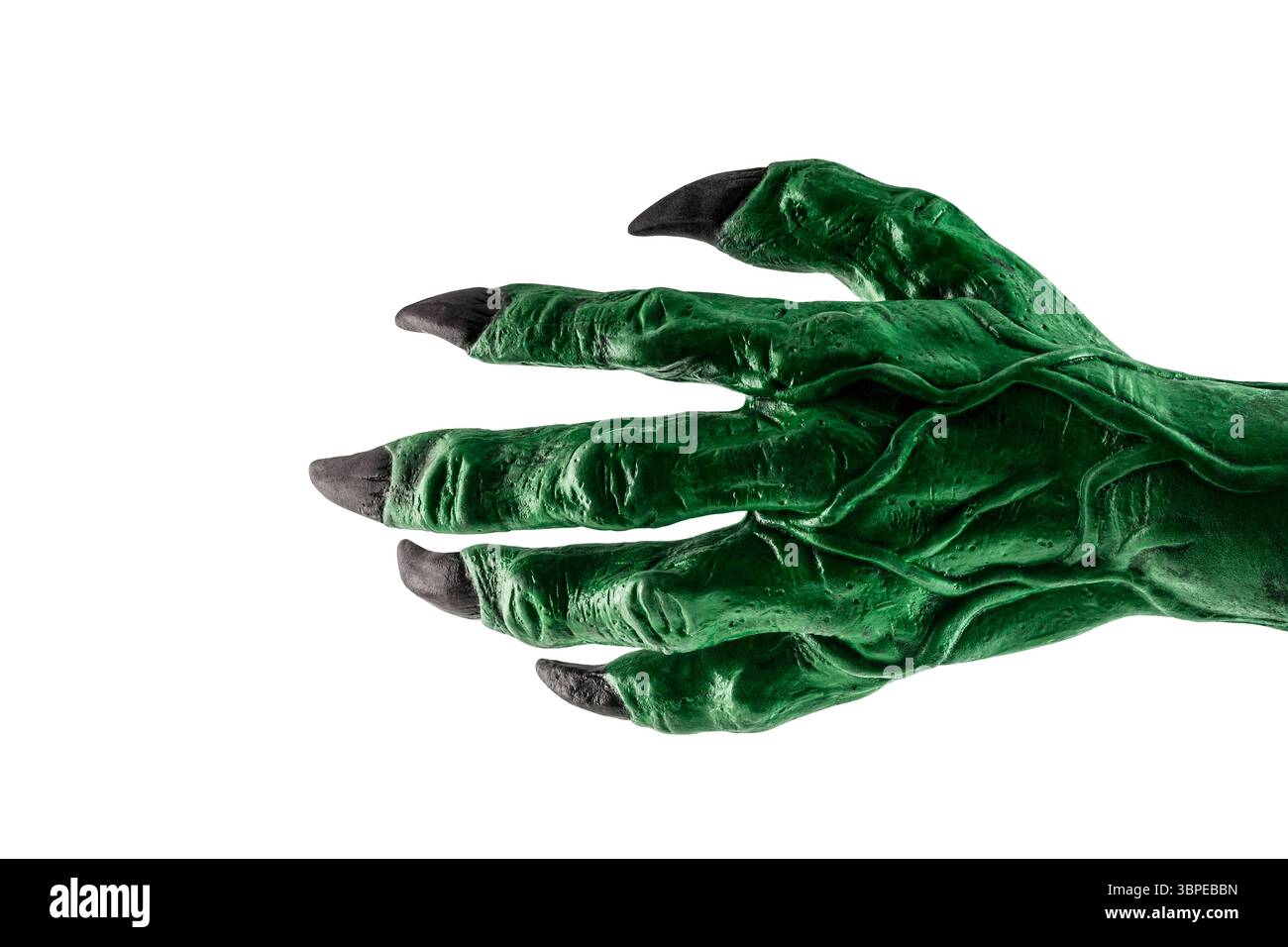 Mano di mostro verde isolata su sfondo bianco con percorso di ritaglio Foto Stock