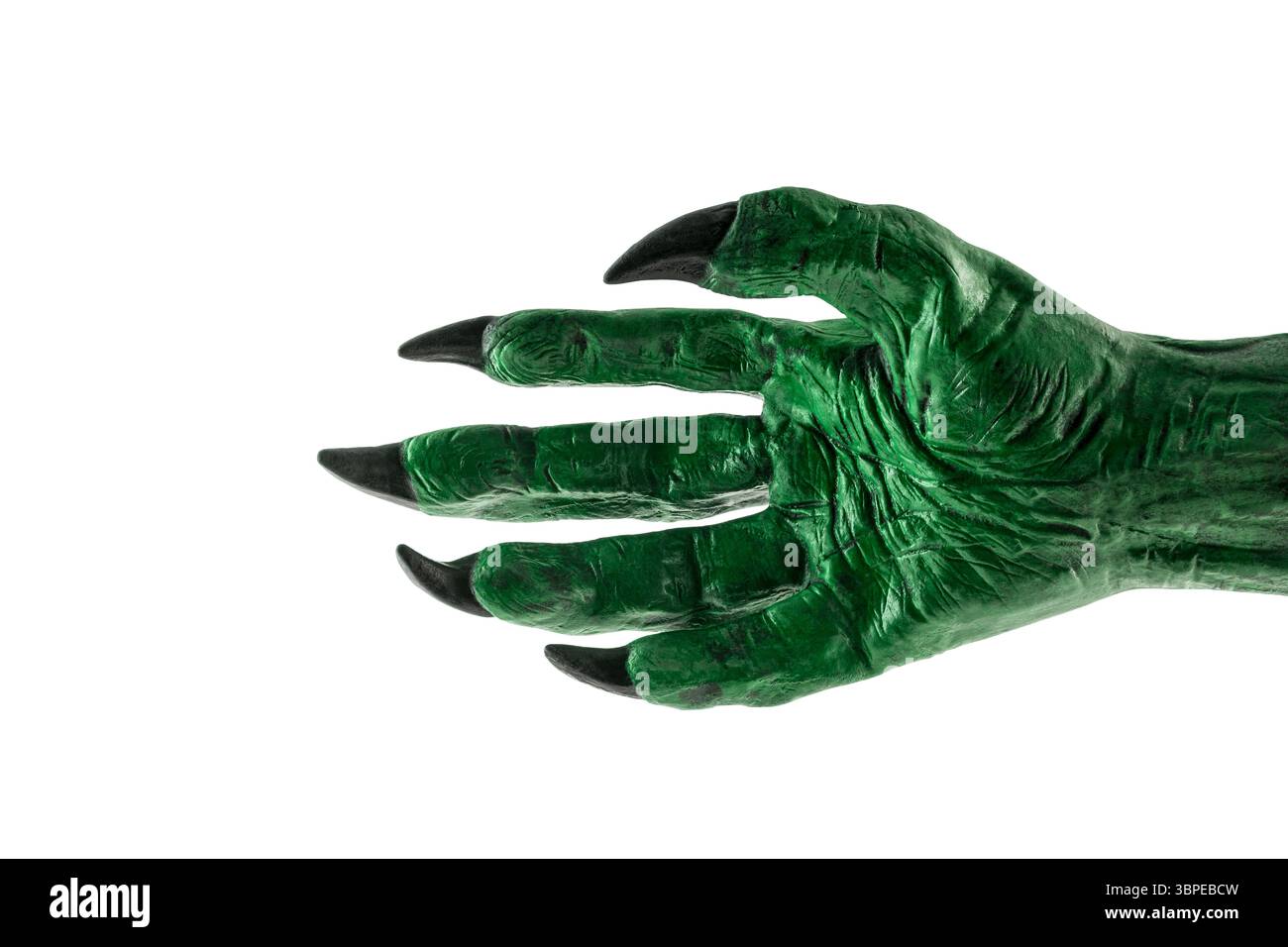 Mano di mostro verde isolata su sfondo bianco con percorso di ritaglio Foto Stock