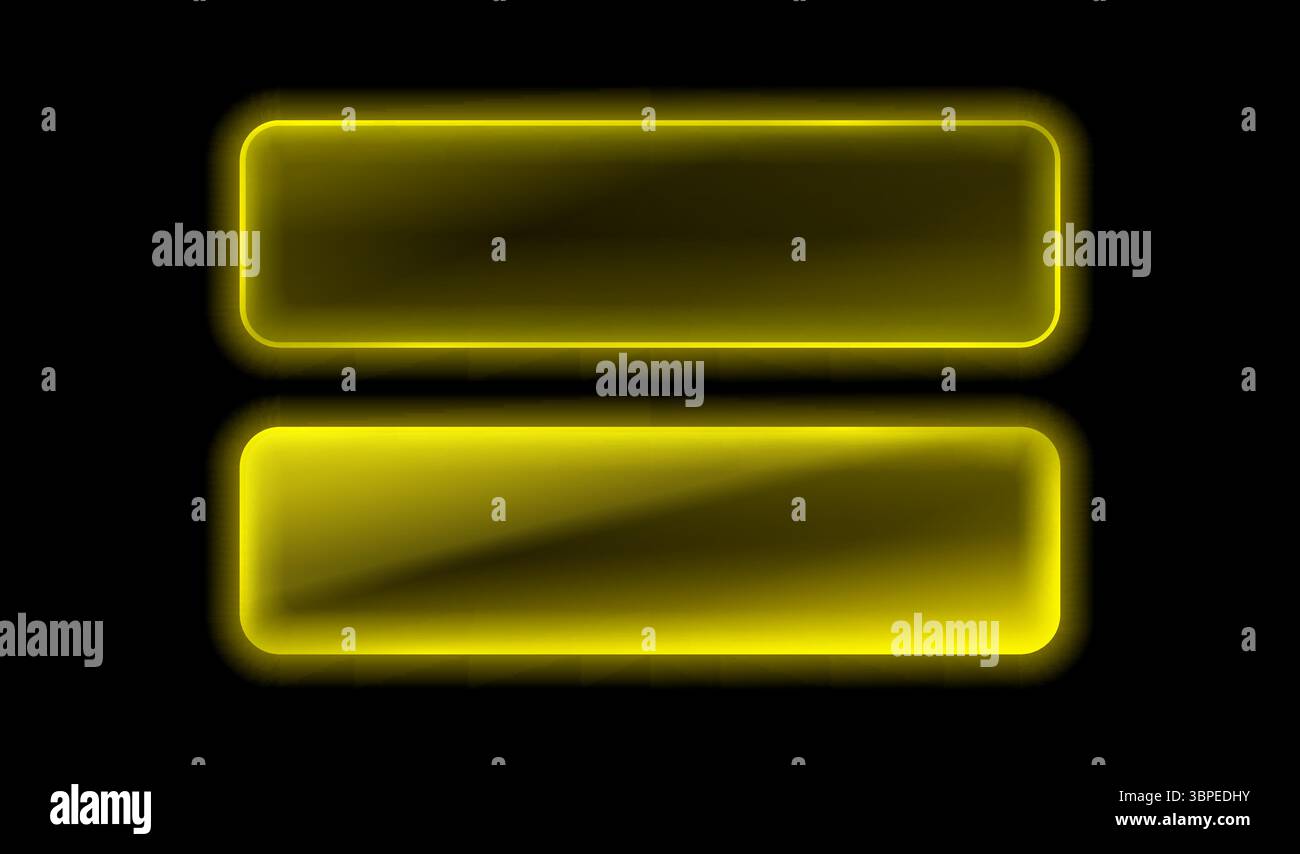 Cornice pulsante neon, impostare il colore giallo, sfondo nero. Vettore Illustrazione Vettoriale
