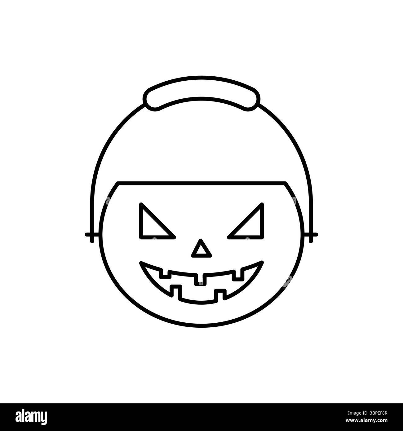 Illustrazione di un secchio di Halloween con una faccia di Jack-o'-lanterna. Illustrazione Vettoriale