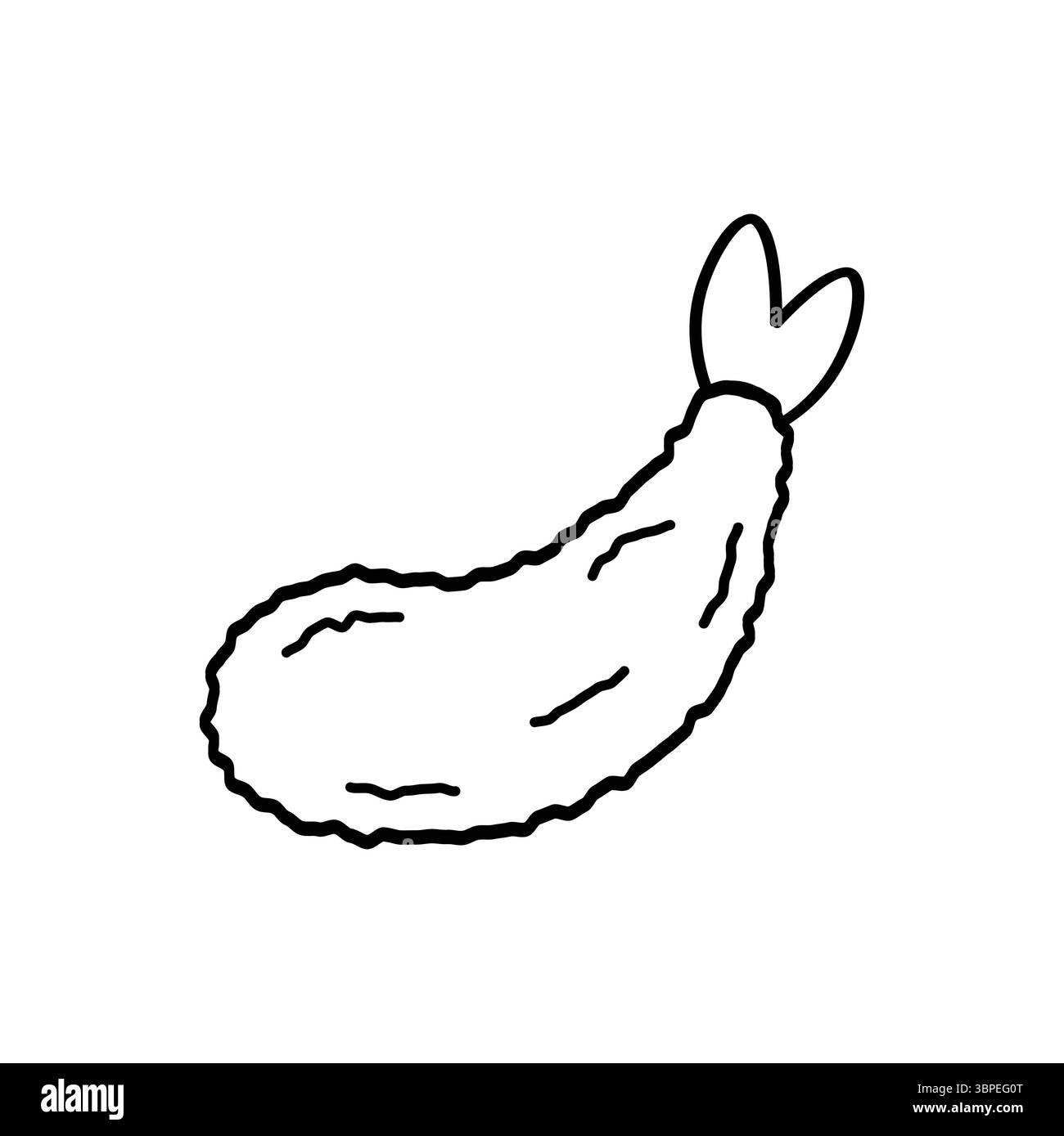 Delinea l'illustrazione di un gambero tempura, ottimo per i menu gastronomici o le guide di cucina. Illustrazione Vettoriale