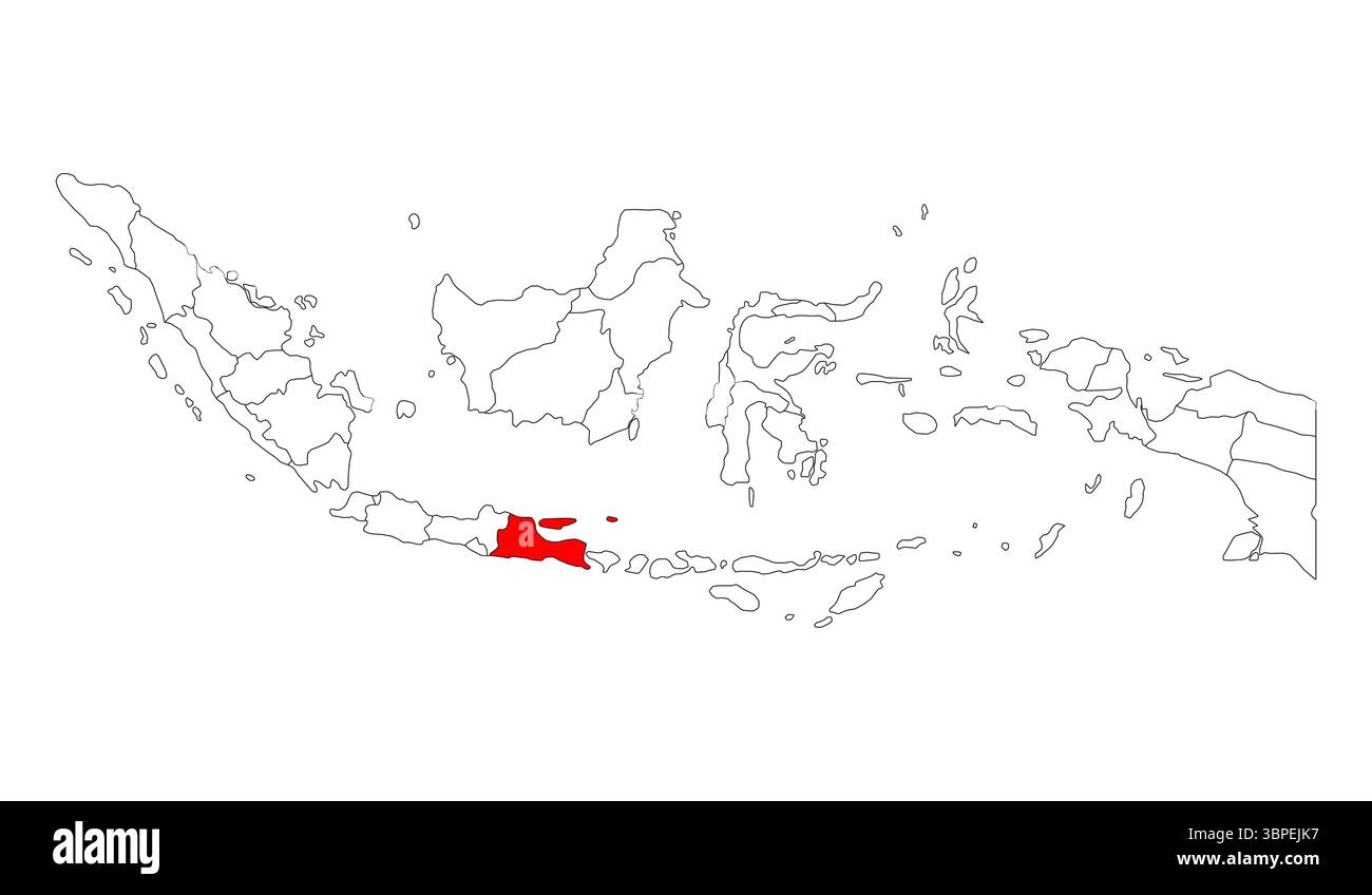Indonesia forma mappa Java orientale dettagliata, icona di concetto del nastro piatto simbolo illustrazione vettoriale . Illustrazione Vettoriale
