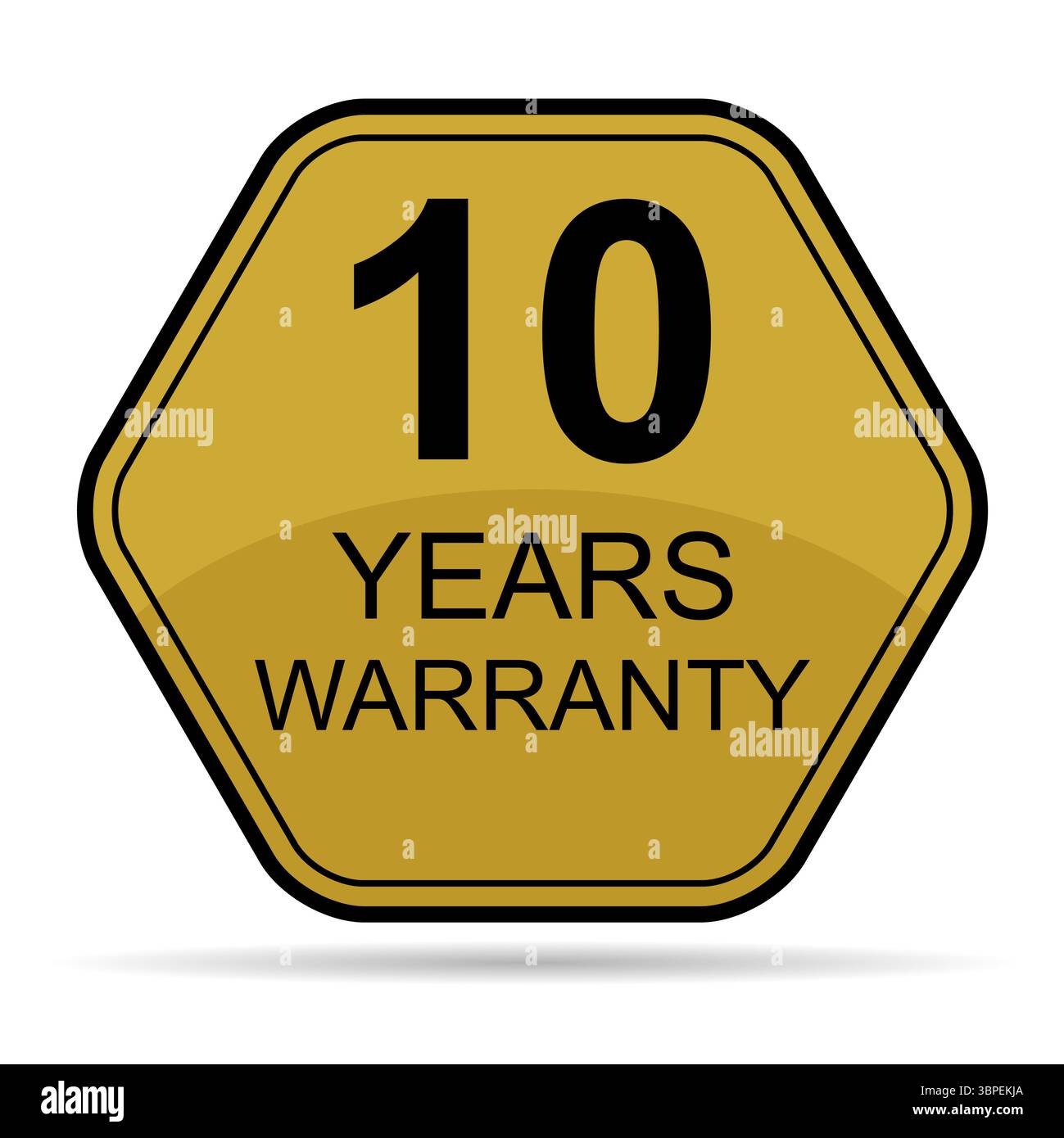 Icona ombra di garanzia di dieci anni, sigillo badge certificato di garanzia cartello cliente, timbro immagine vettoriale . Illustrazione Vettoriale