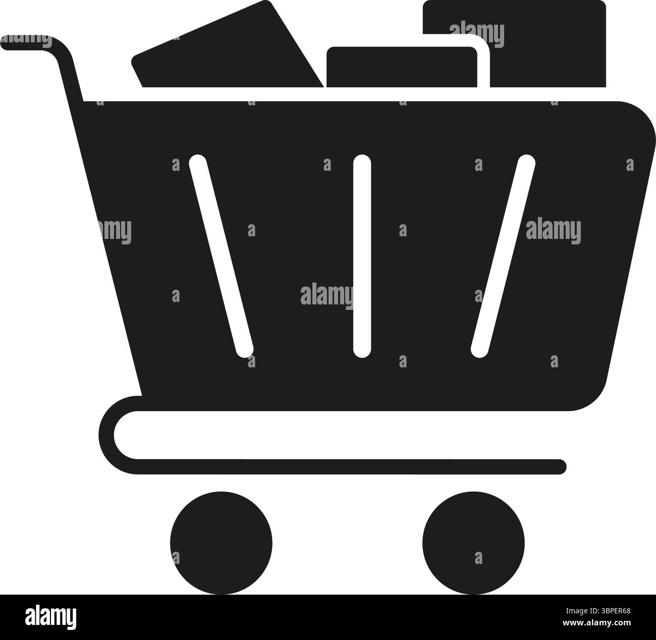 Carrello con icona Box Solid. Simbolo silhouette e-Commerce, Digital Shopping e Online Marketplace. Retail Business e Store Management Illustrazione Vettoriale