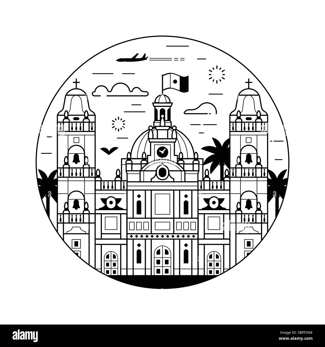 Icona della linea metropolitana della cattedrale di città del Messico Illustrazione Vettoriale