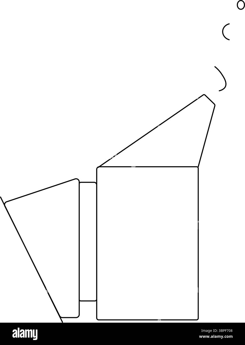 Fumatore di api isolato. Illustrazione della linea grafica vettoriale. . Concetto di apicoltura e apicoltura. Fumatore per alveare. Striscioni, poster, carta da imballaggio, sti Illustrazione Vettoriale