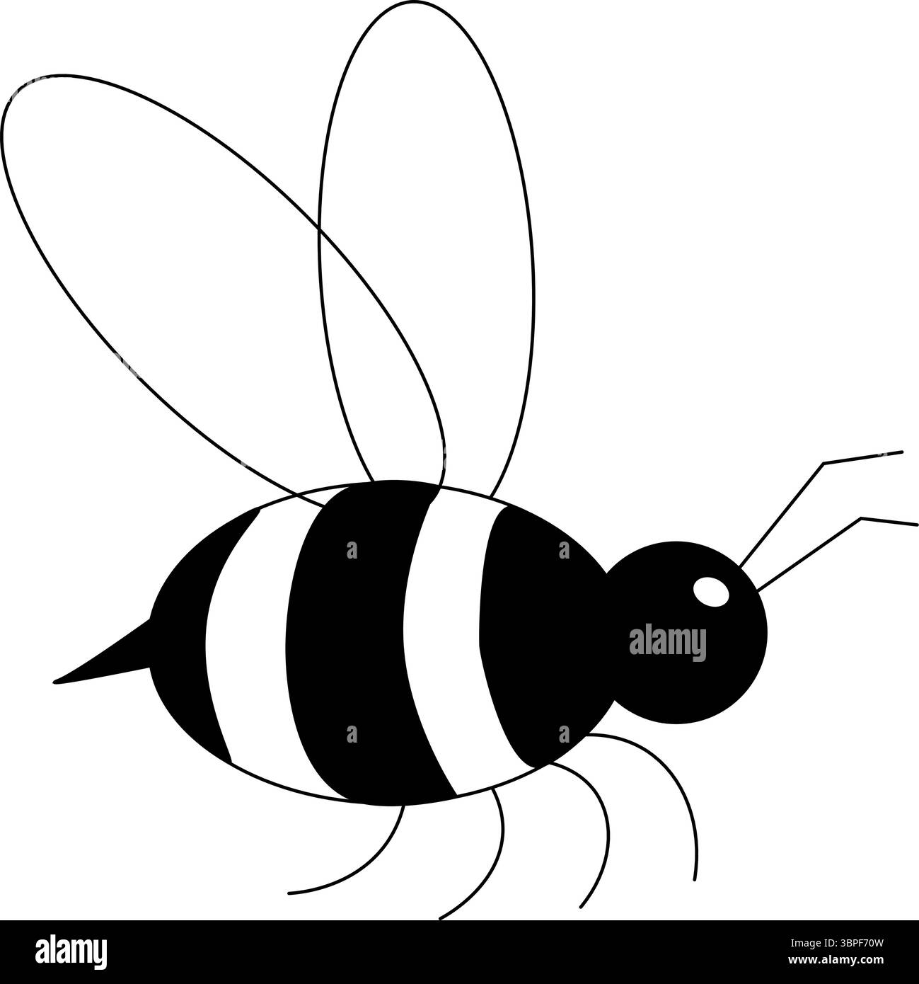 Ape miele isolata. Illustrazione della linea grafica vettoriale. disegno per prodotti a base di miele, confezione, design. Perfetto per carte, decorazioni, adesivi, logo, uomini Illustrazione Vettoriale