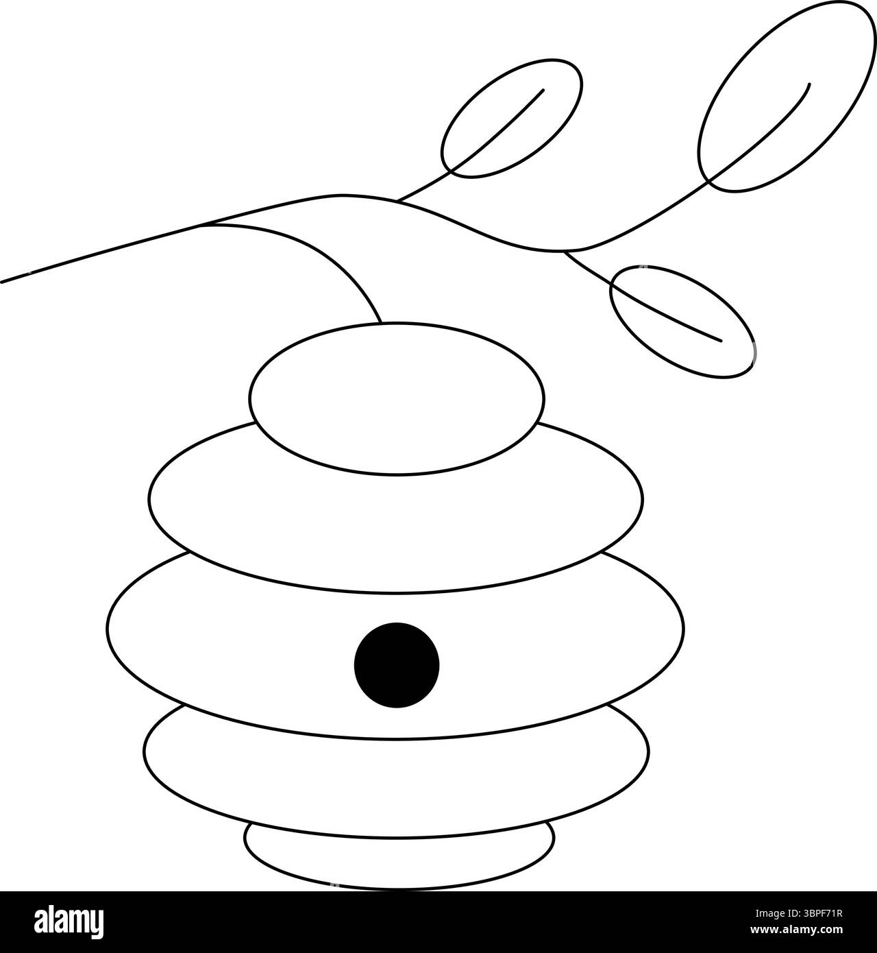 Nido o vespiare di api selvatiche isolate. Illustrazione della linea grafica vettoriale. Per poster, invito, sfondo, annuncio, promozione di vendita, stampa per t-shirt Colo Illustrazione Vettoriale