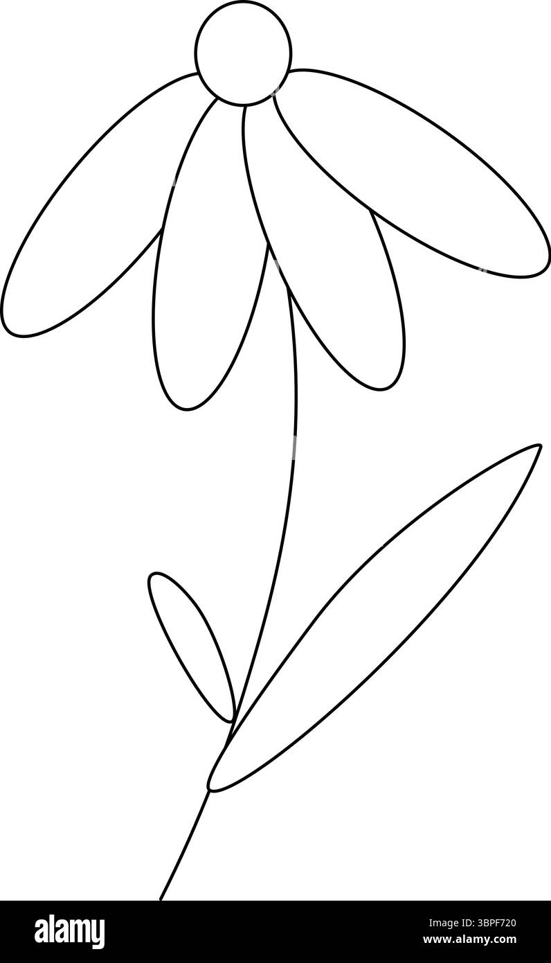 Fiore isolato. Illustrazione della linea grafica vettoriale. Perfetto per carte, decorazioni, adesivi, logo, menu, vari design. design per grafica di moda, Illustrazione Vettoriale