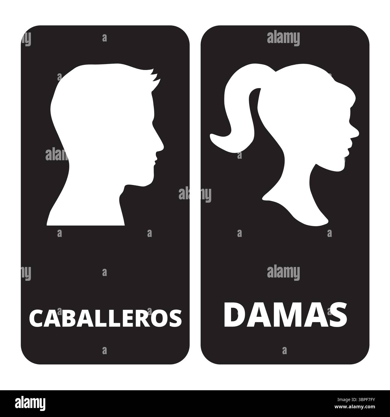 Banner bagno Damas y caballeros su sfondo nero (signore e signori) Illustrazione Vettoriale