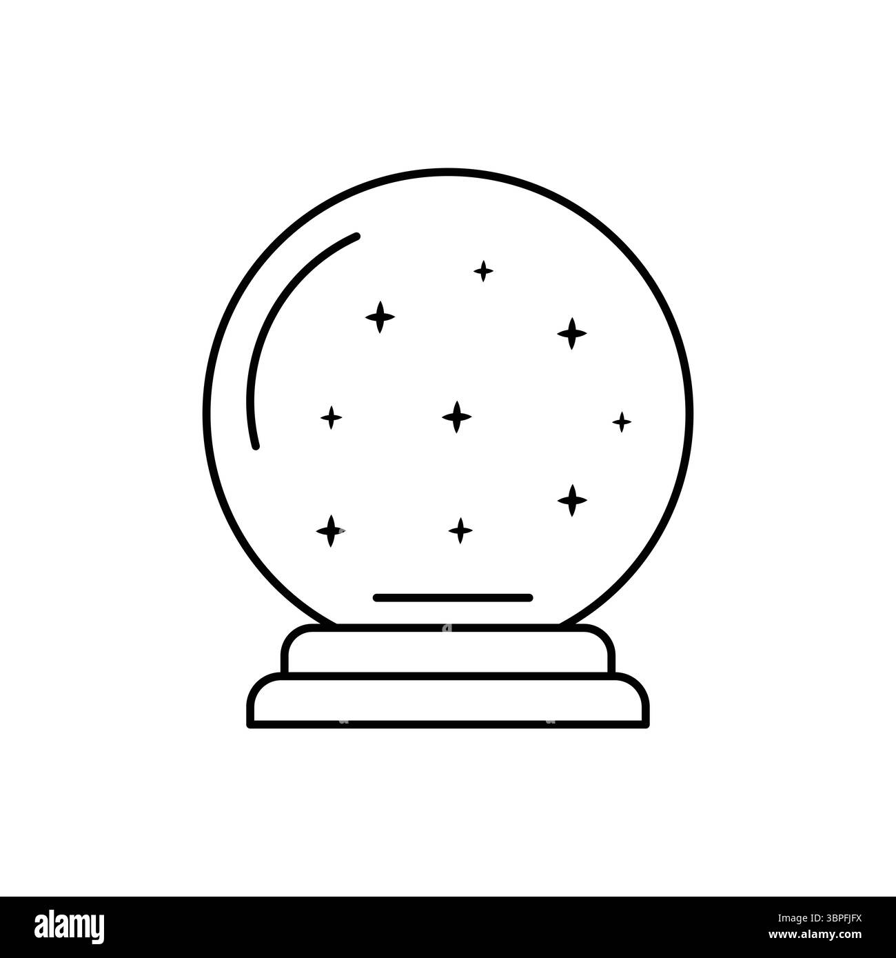 Un contorno chiaro di una sfera di cristallo magica, perfetta per temi come il racconto della fortuna, la magia o le previsioni future. Illustrazione Vettoriale