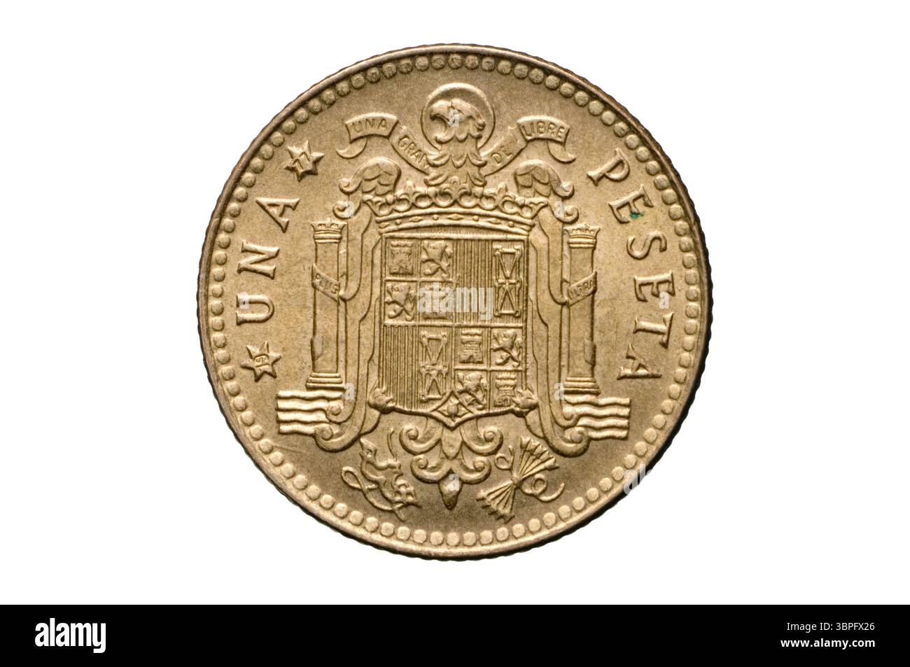 1 moneta di peseta di re Juan Carlos Foto Stock