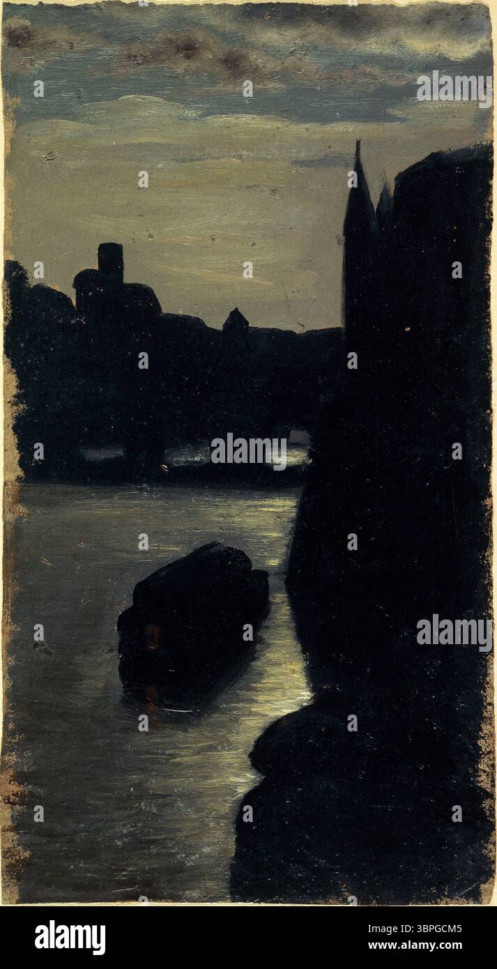 Charles-Emile Cuisine (1832-1900). Les bords de la Seine, près du palais de Justice, effet de nuit. Huile sur Toile. 1832-1900. Parigi, musée Carnavalet. Foto Stock