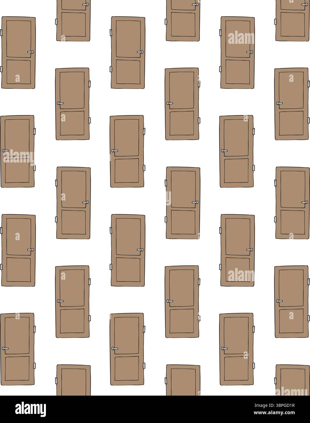 Schema vettoriale senza giunzioni dello schizzo disegnato a mano sportello colorato isolato su sfondo bianco Illustrazione Vettoriale