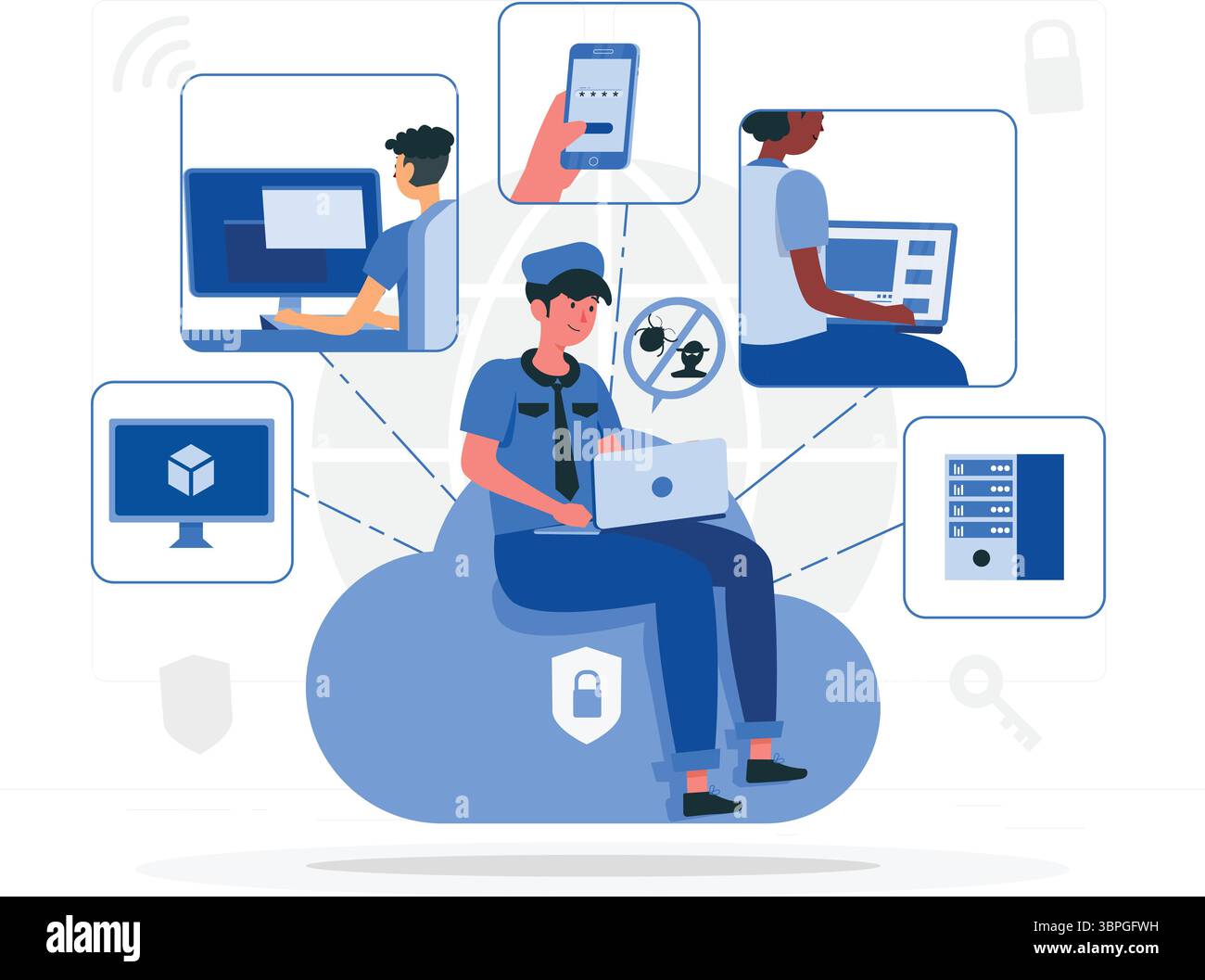 illustrazione-concetto-endpoint Illustrazione Vettoriale