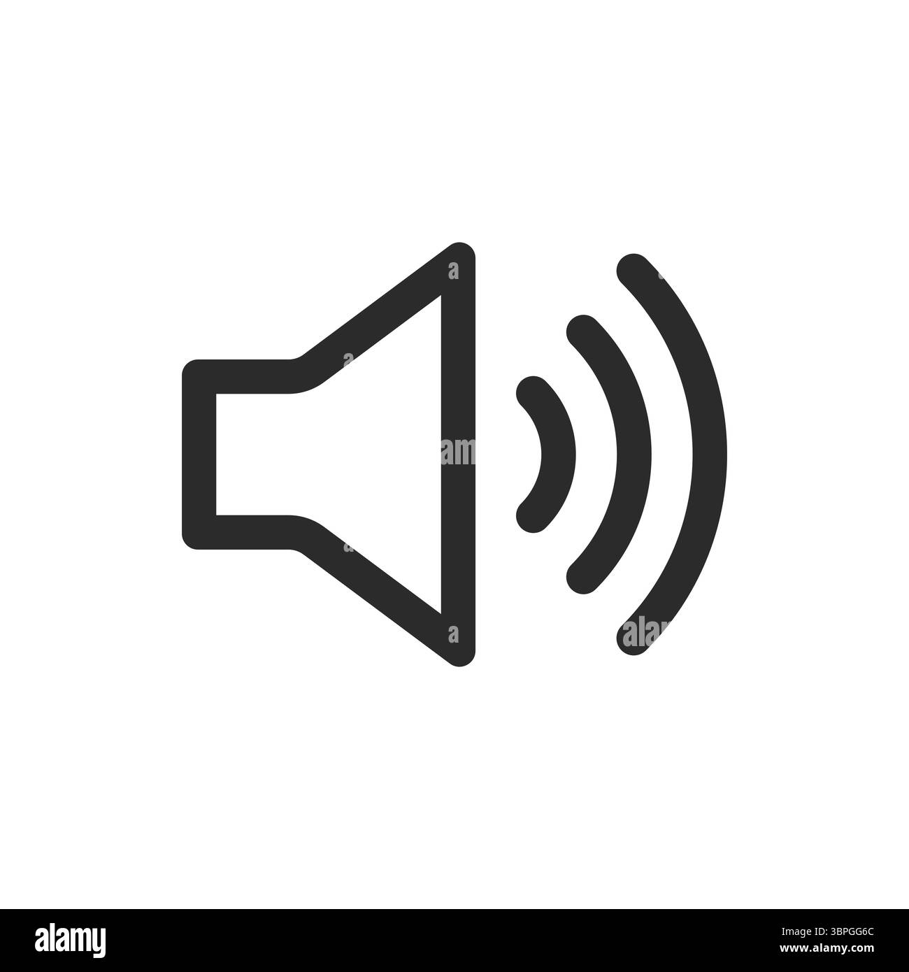 Icona volume altoparlante con onde sonore che rappresentano audio, volume, suono, musica, uscita altoparlante, trasmissione e riproduzione di contenuti multimediali in uno stile nero audace Illustrazione Vettoriale