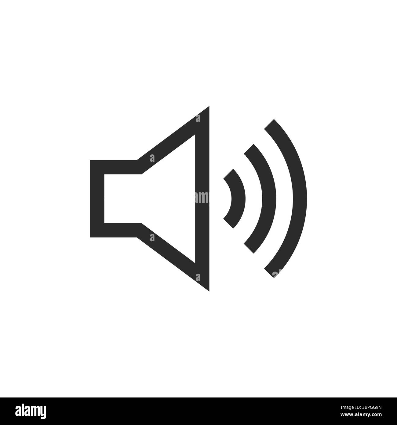 Icona volume altoparlante con onde sonore che rappresentano audio, volume, suono, musica, uscita altoparlante, trasmissione e riproduzione di contenuti multimediali in uno stile nero audace Illustrazione Vettoriale