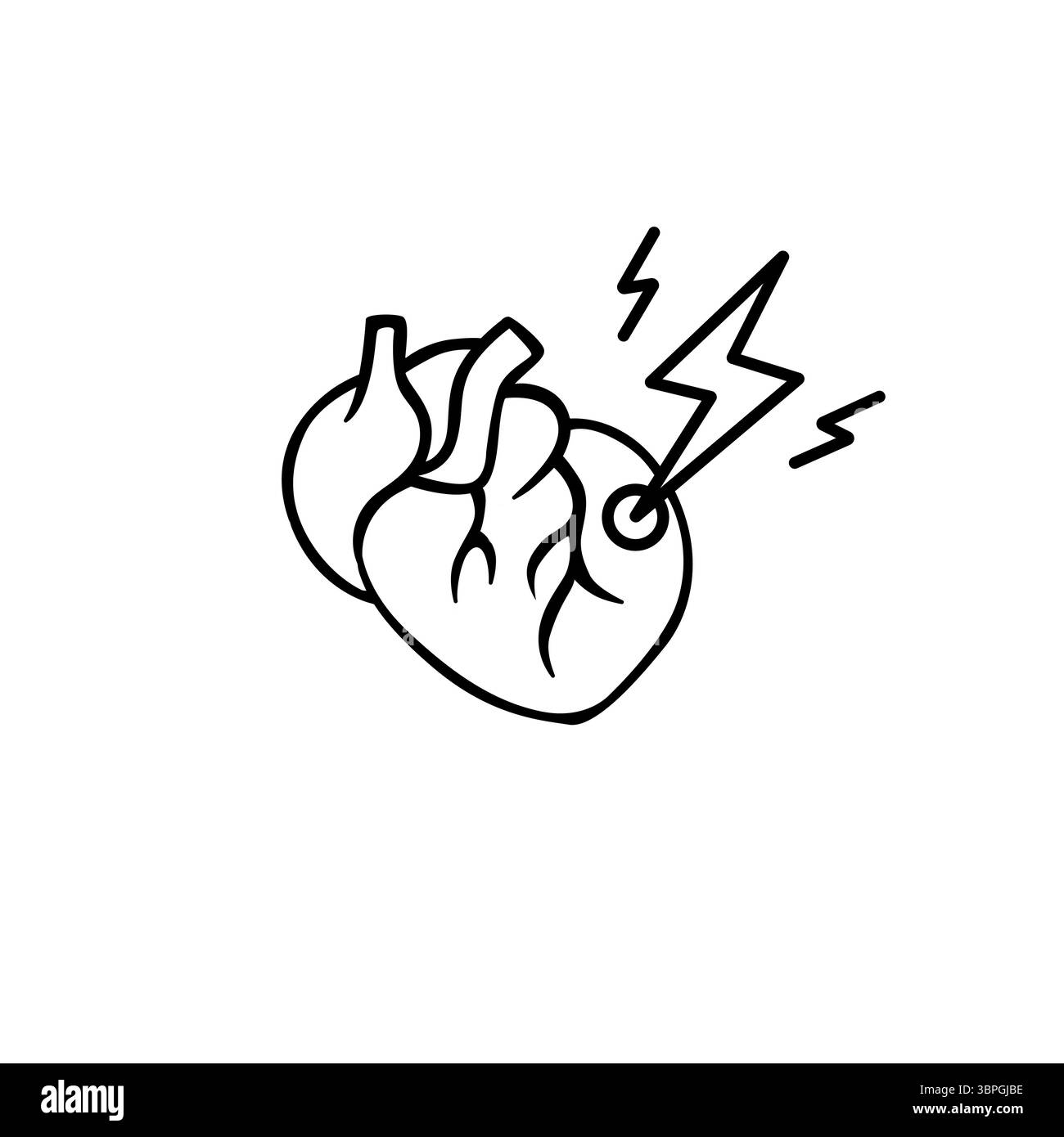 Cuore con un fulmine che mostra energia forte e un'intensa espressione emotiva Illustrazione Vettoriale