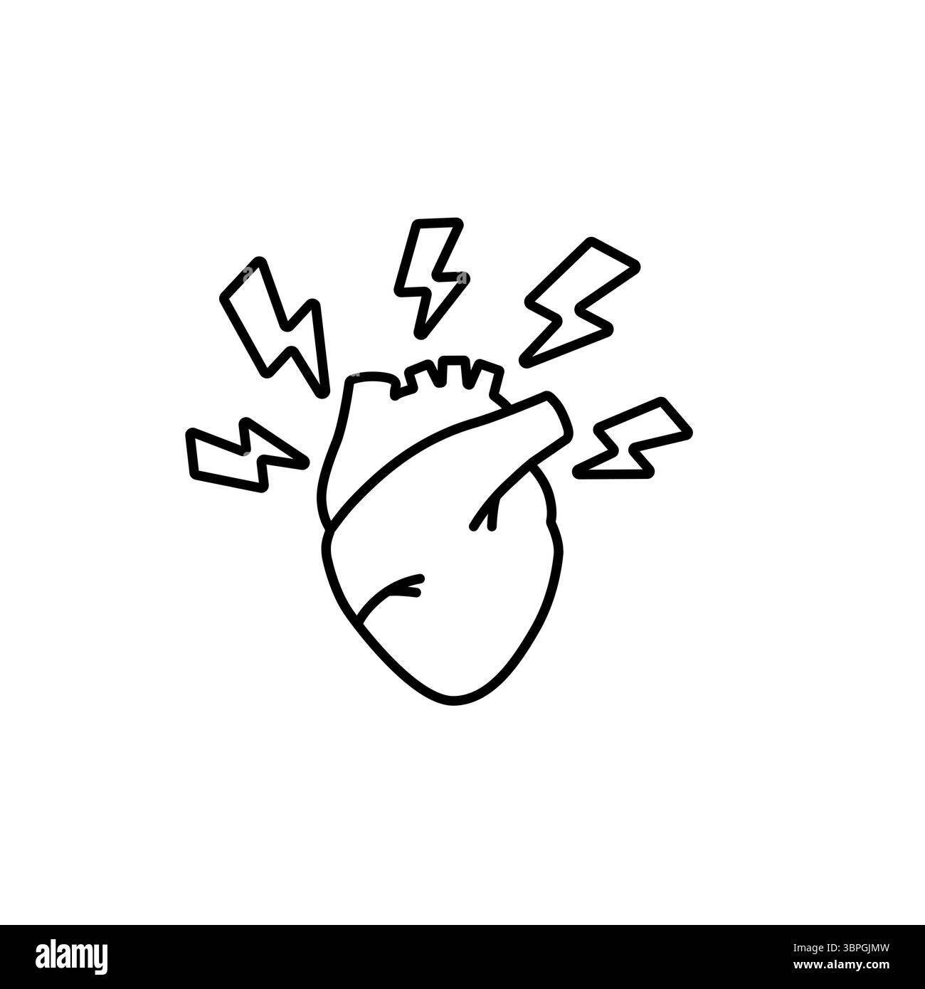 Cuore con fulmini e linee di energia che simboleggiano una vita vivace e un'espressione emotiva dinamica, Bolt, Illustrazione Vettoriale