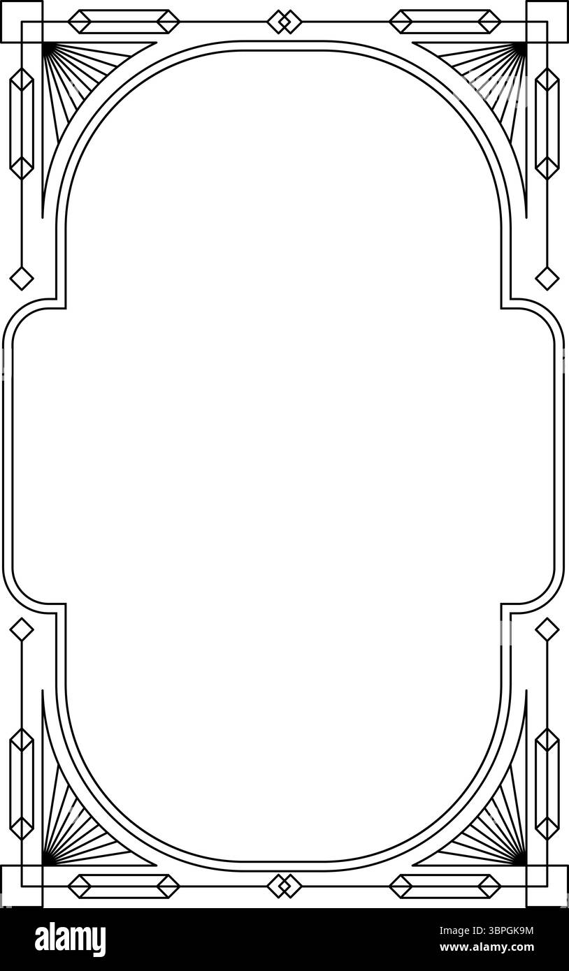 Cornice grafica vettoriale art deco in bianco e nero con poster geometrici, linea, perfetta per inviti e/o a tema vintage Illustrazione Vettoriale