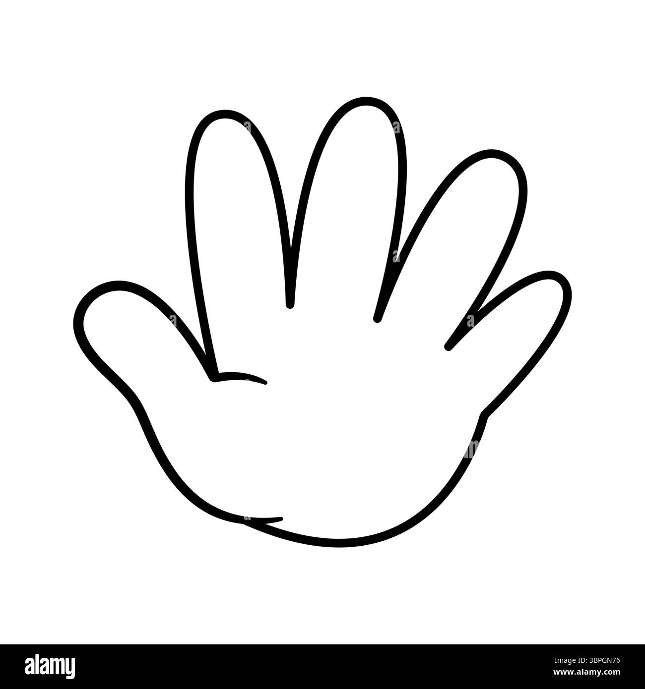 Mano che mostra l'illustrazione del vettore numero cinque. Una mano umana con tutte e cinque le dita completamente estese, che rappresenta il numero cinque. Illustrazione Vettoriale