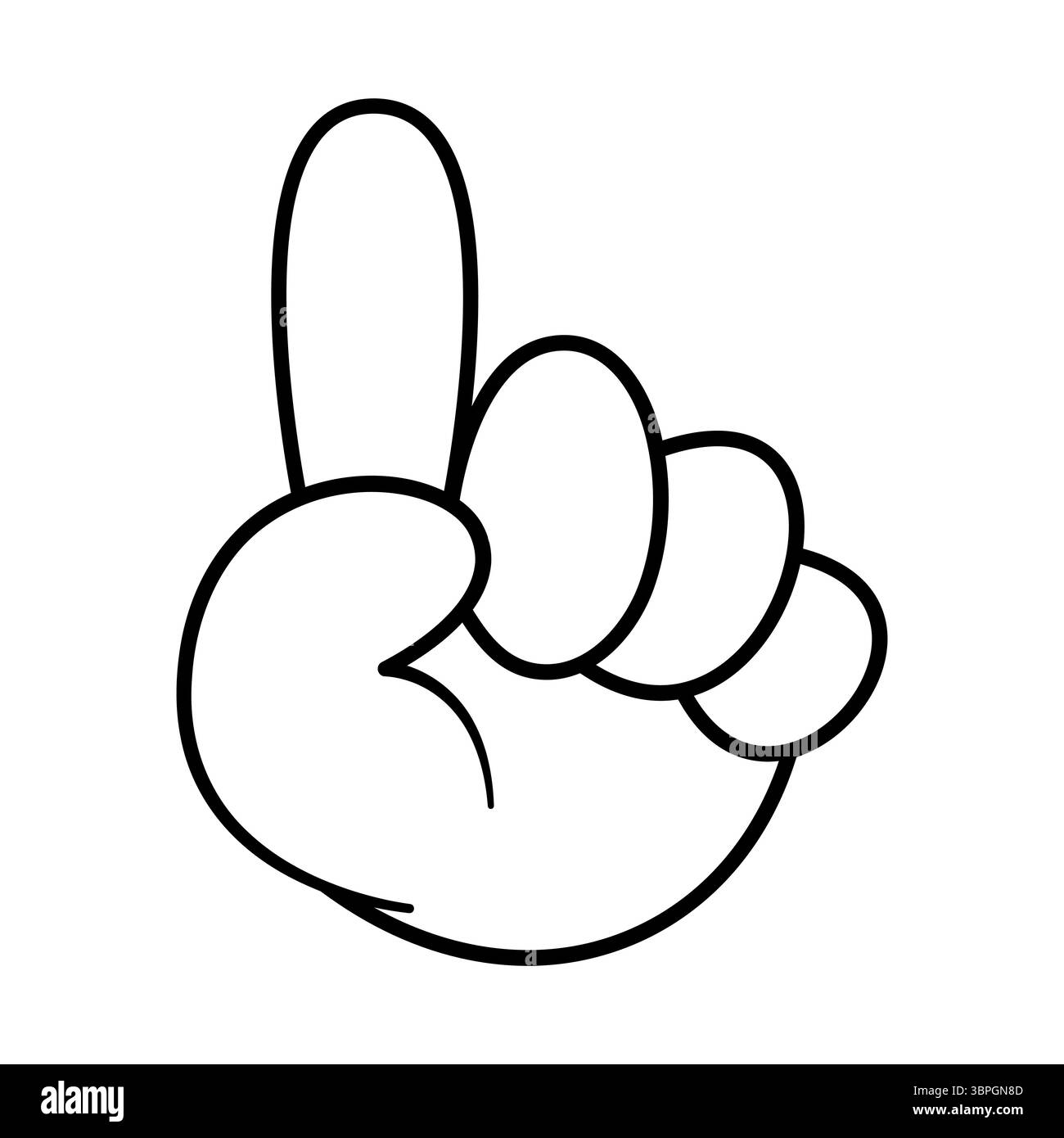 Mano che mostra l'illustrazione vettoriale numero uno. Questa figura mostra una mano con il dito indice esteso verso l'alto, che simboleggia il numero uno. Illustrazione Vettoriale