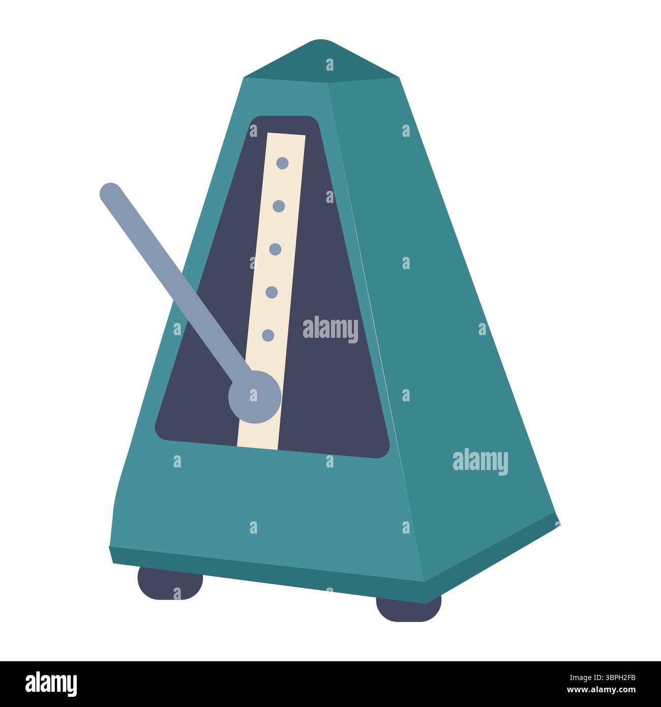 Metronomo meccanico classico con pendolo mostrato in stile piatto ideale per lezioni di musica pratica e materiale didattico Illustrazione Vettoriale