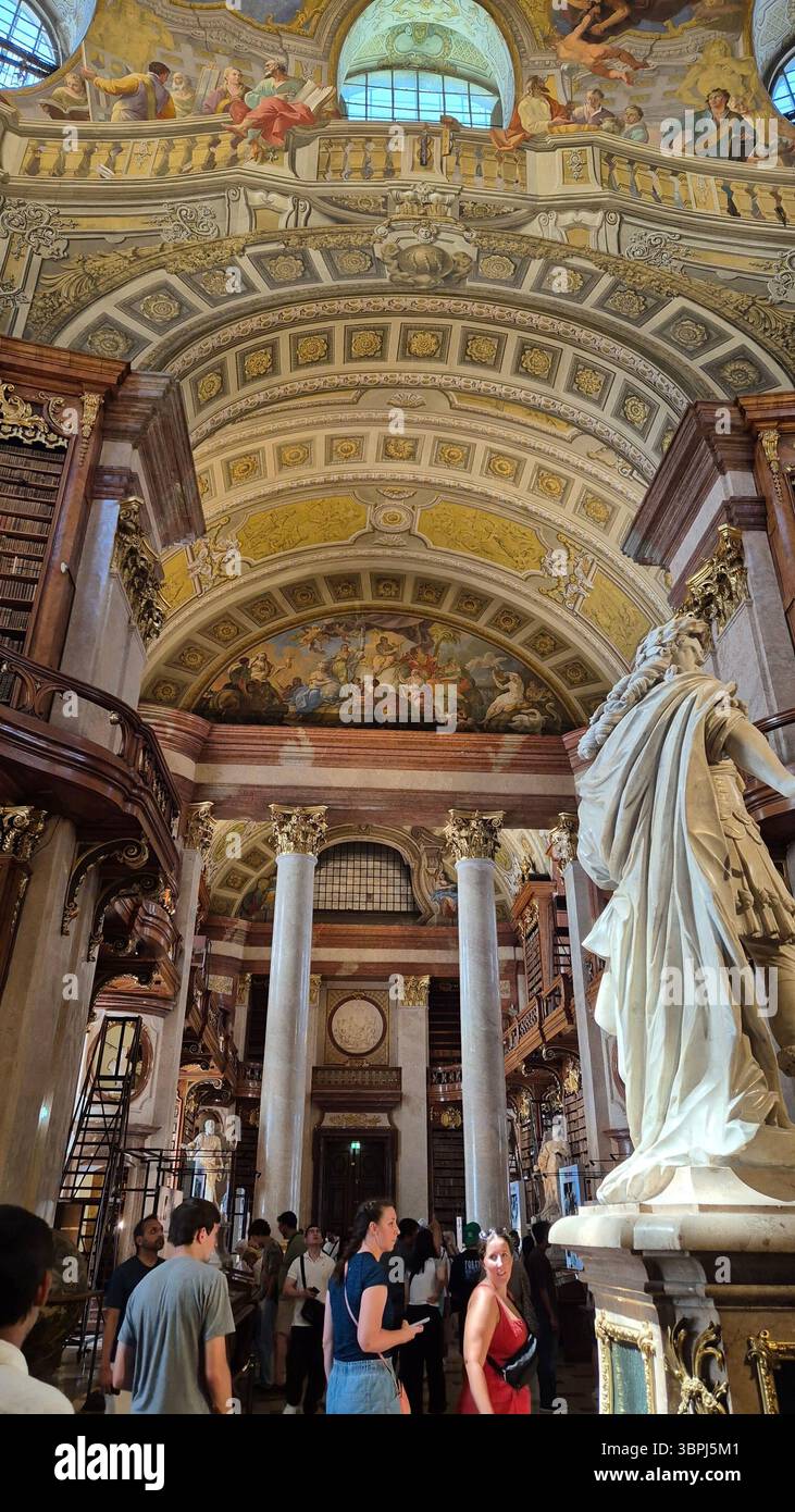 Splendido ambiente della biblioteca di Vienna - Immagine stock catturata con smartphone