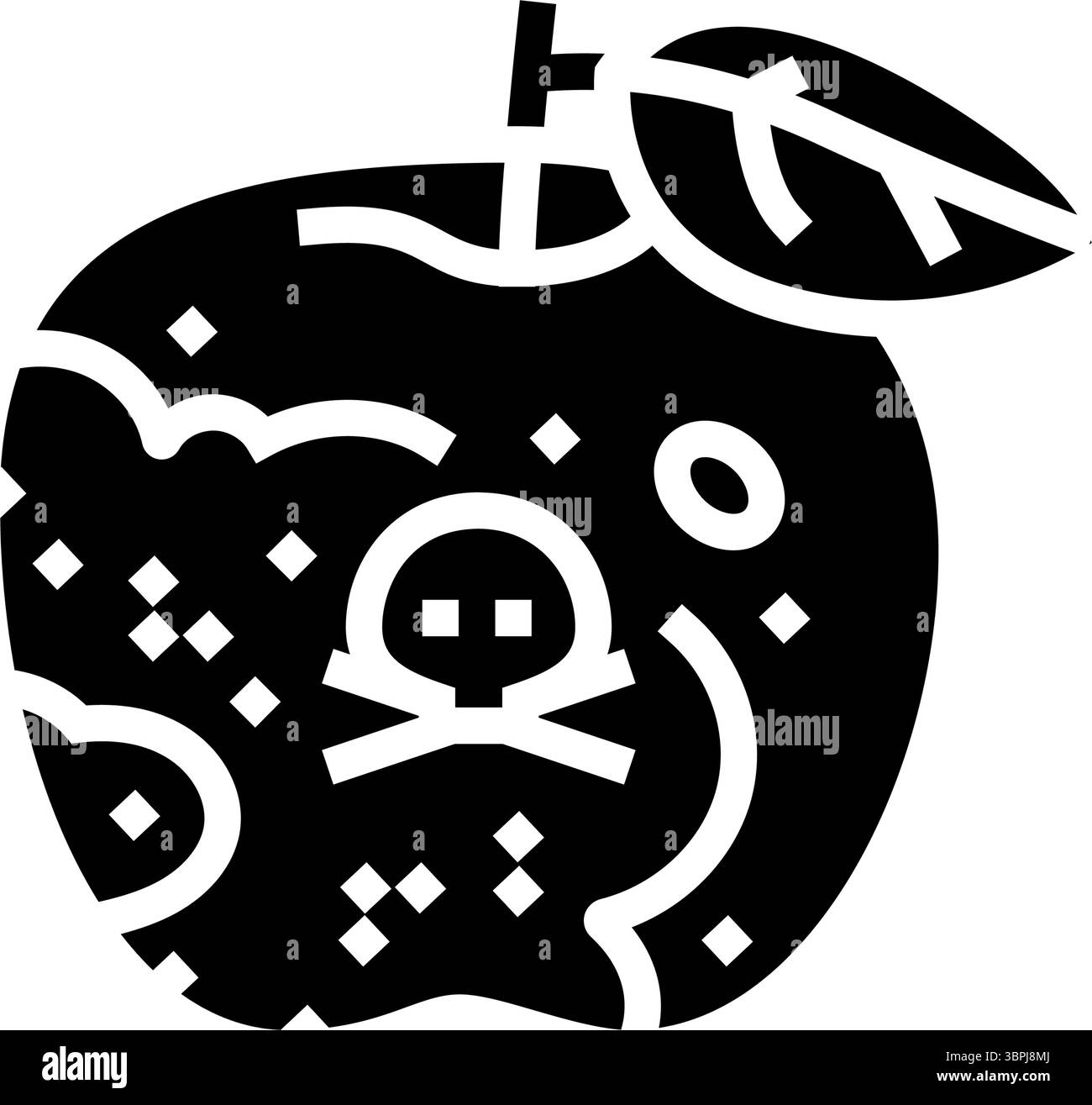 illustrazione del vettore dell'icona del glifo dei frutti dei residui di pesticidi Illustrazione Vettoriale