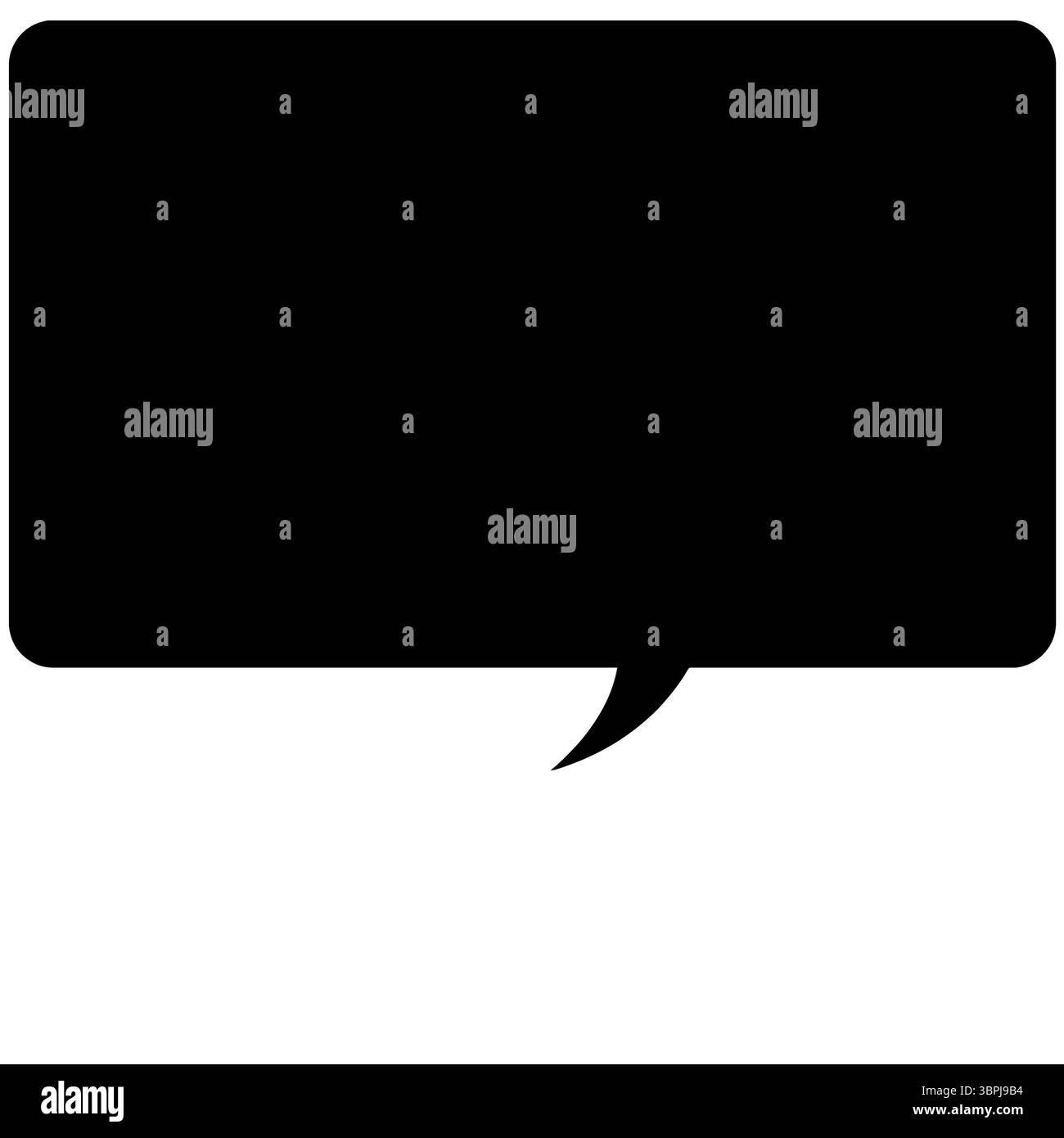 La bolla nera viene mostrata su tela bianca, con la coda piccola, gli angoli arrotondati, lo spazio per la copia Foto Stock