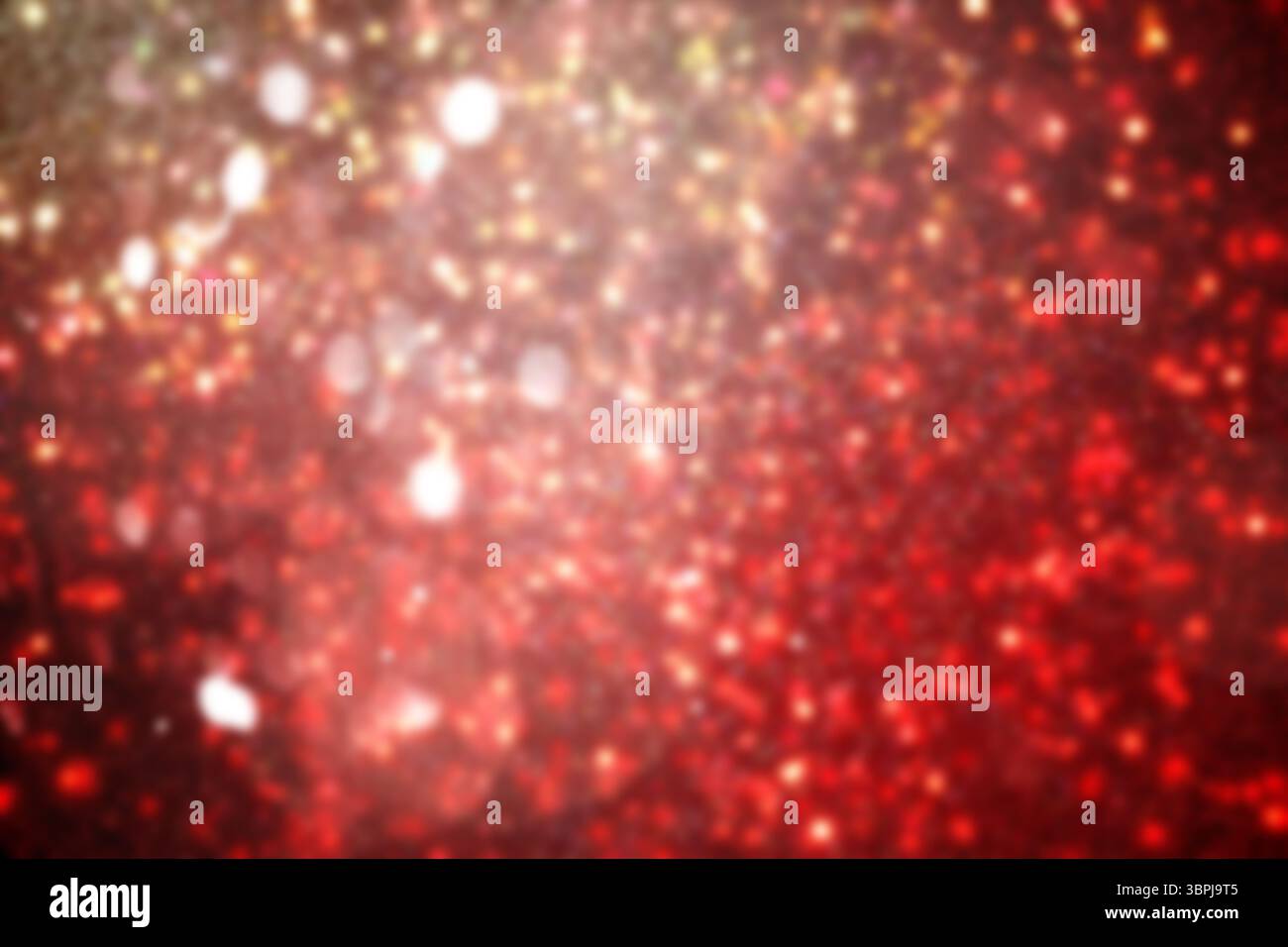 Il motivo bokeh con glitter rosso e oro astratto riempie l'intera cornice con un design piatto Foto Stock