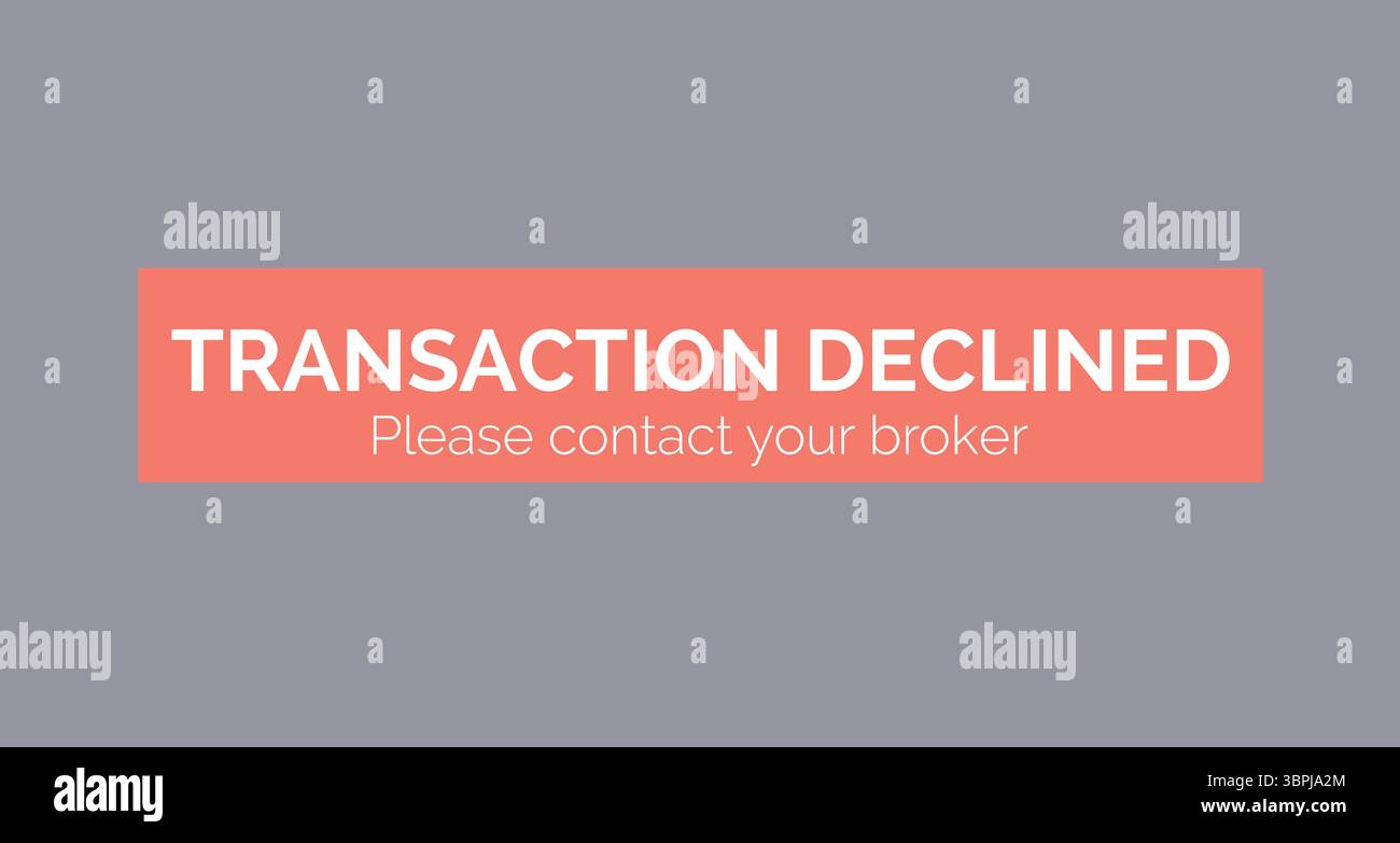 Testo transazione rifiutata visualizzato Foto Stock