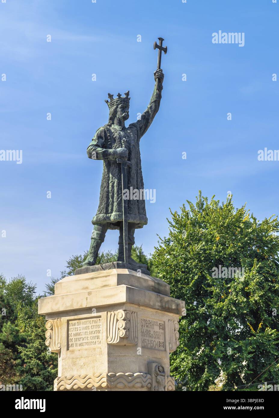 Chisinau, Moldova â€“ 12.09.2021. Monumento a Stefan cel Mare nel centro di Chisinau, capitale della Moldavia, in una giornata d'autunno di sole, Chisinau, Moldavia Foto Stock