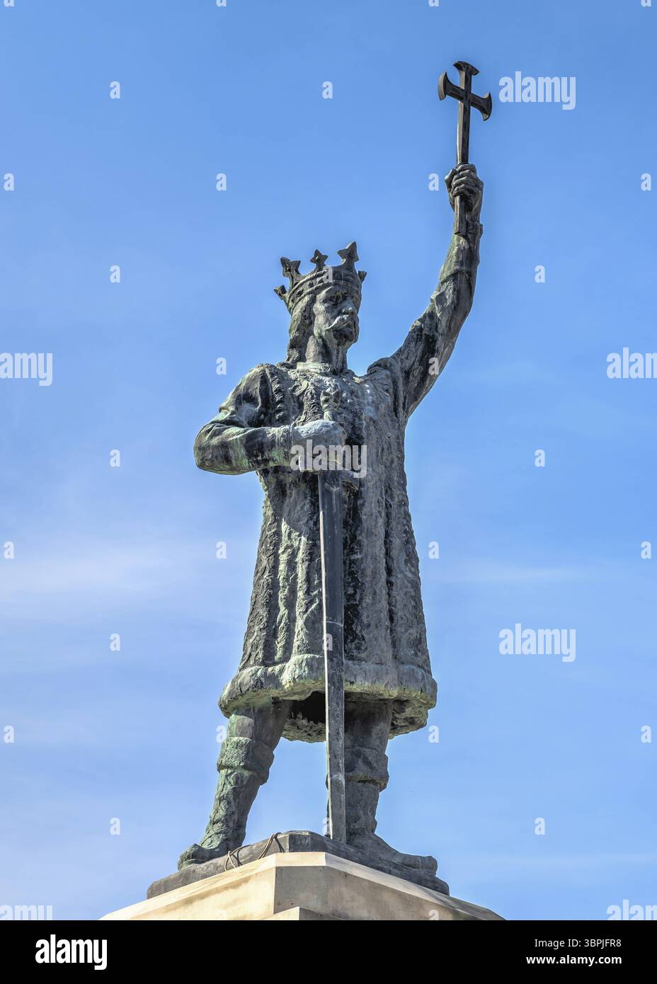 Chisinau, Moldova â€“ 12.09.2021. Monumento a Stefan cel Mare nel centro di Chisinau, capitale della Moldavia, in una giornata d'autunno di sole, Chisinau, Moldavia Foto Stock