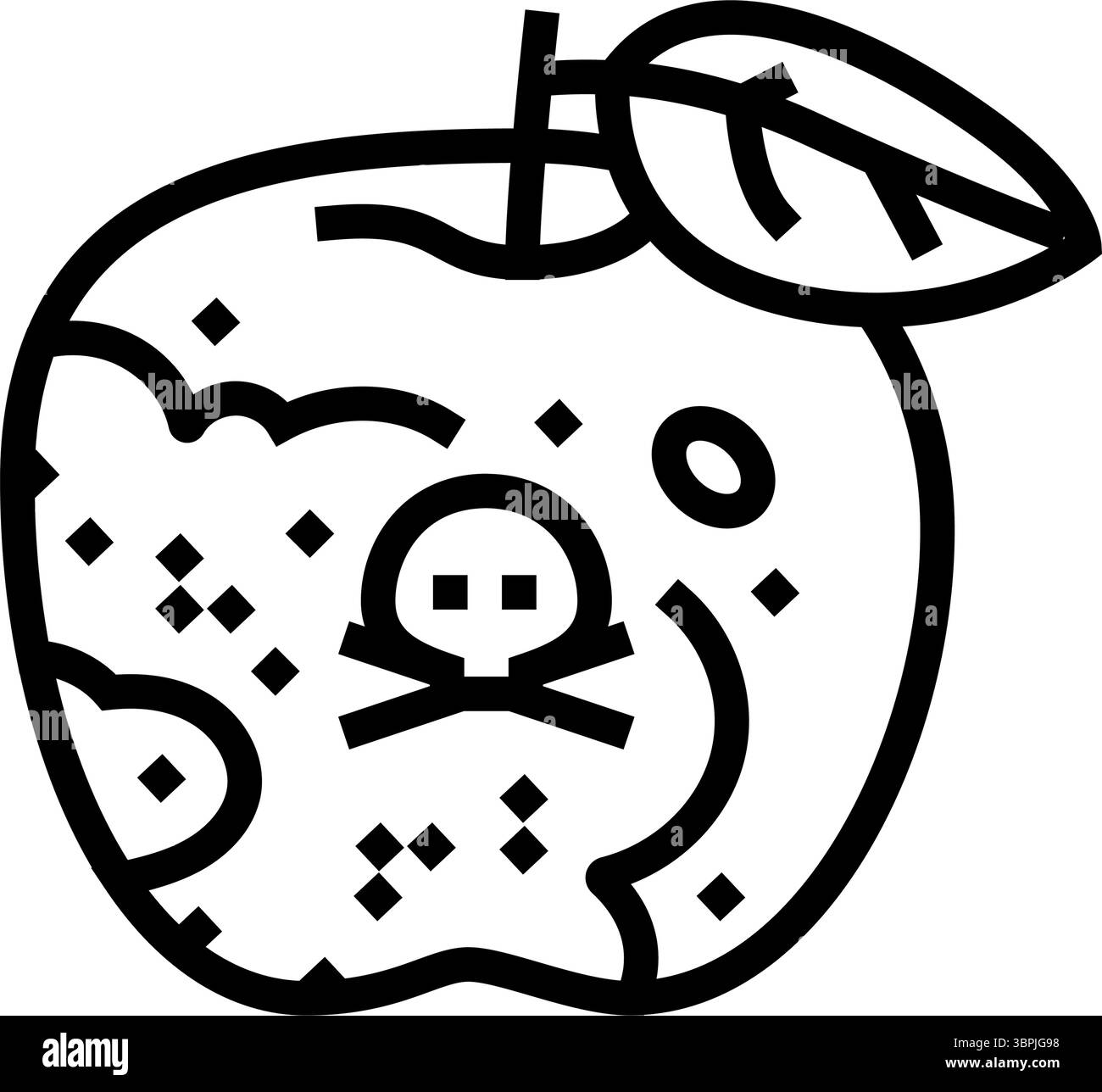 illustrazione vettoriale dell'icona della linea di frutta dei residui di antiparassitari Illustrazione Vettoriale