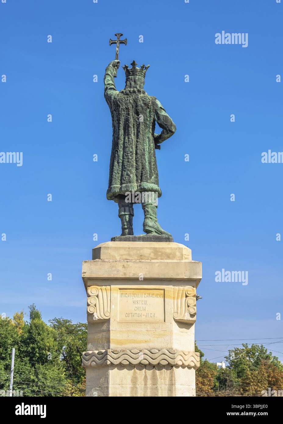 Chisinau, Moldova â€“ 12.09.2021. Monumento a Stefan cel Mare nel centro di Chisinau, capitale della Moldavia, in una giornata d'autunno di sole, Chisinau, Moldavia Foto Stock