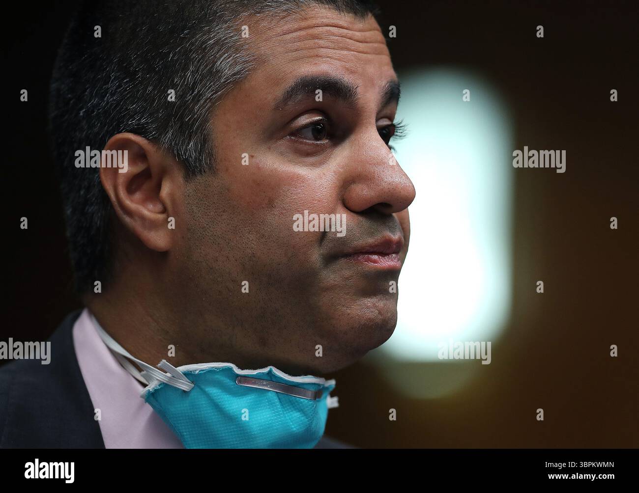 16 giugno 2020, Washington, Distretto di Columbia, Stati Uniti: Ajit Pai, Presidente della Federal Communications Commission (FCC), testimonia durante un'audizione della sottocommissione per gli stanziamenti del Senato degli Stati Uniti a Capitol Hill il 16 giugno 2020 a Washington, DC. le audizioni si concentrano sulla supervisione del programma di aste dello spettro della Federal Communications Commission per l'anno fiscale 2021 (Credit Image: © Chip Somodevilla/CNP via ZUMA Wire) Foto Stock