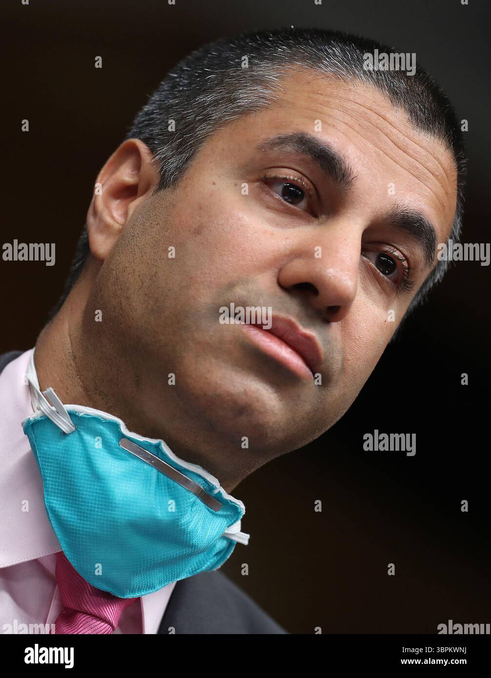 16 giugno 2020, Washington, Distretto di Columbia, Stati Uniti: Ajit Pai, Presidente della Federal Communications Commission (FCC), testimonia durante un'audizione della sottocommissione per gli stanziamenti del Senato degli Stati Uniti a Capitol Hill il 16 giugno 2020 a Washington, DC. le audizioni si concentrano sulla supervisione del programma di aste dello spettro della Federal Communications Commission per l'anno fiscale 2021 (Credit Image: © Chip Somodevilla/CNP via ZUMA Wire) Foto Stock