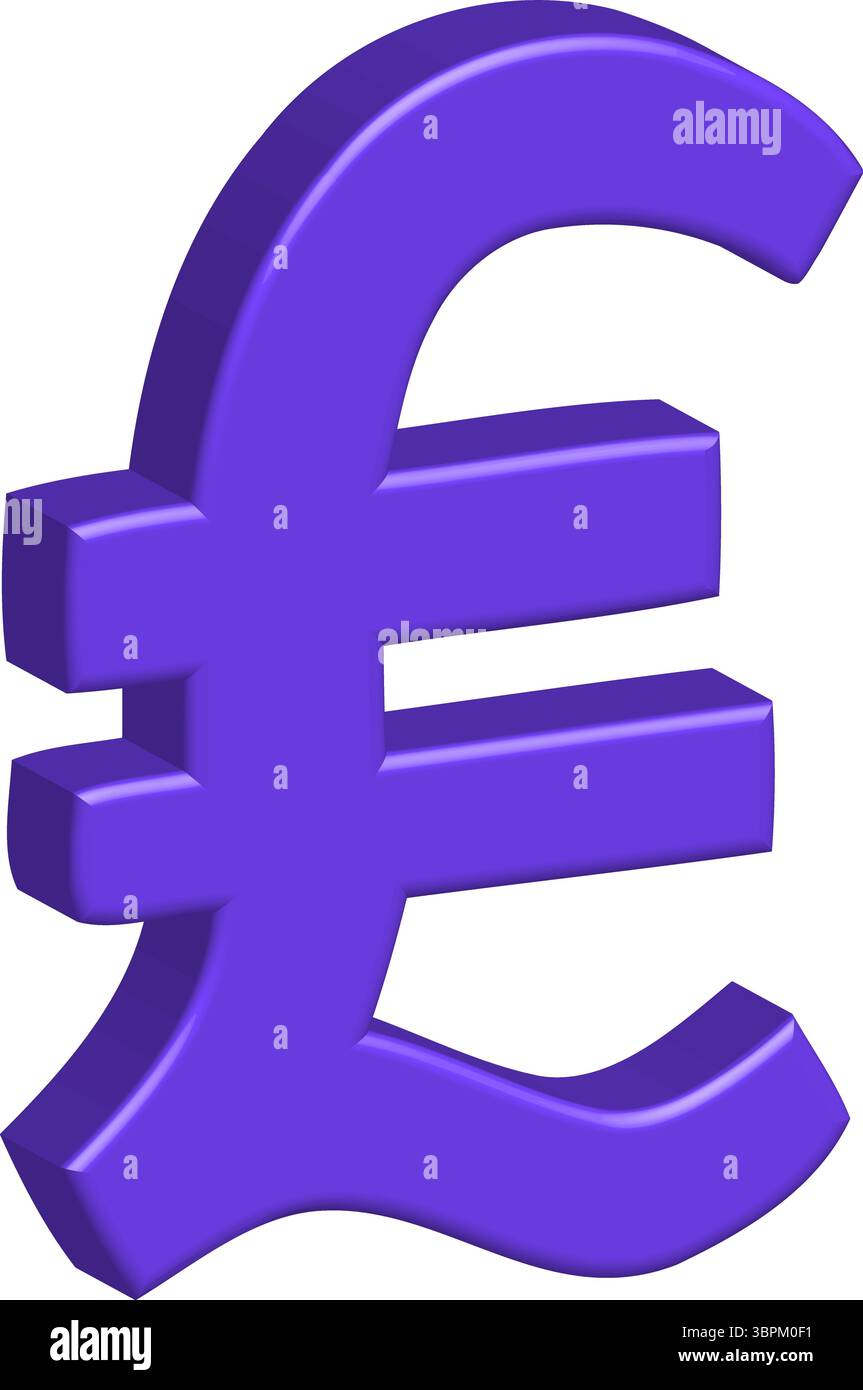 icona del simbolo di sterlina viola 3d. Illustrazione Vettoriale