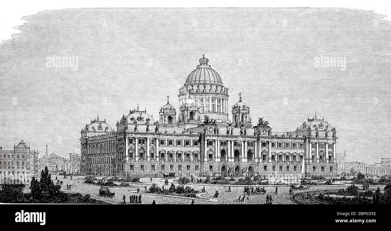 Design pluripremiato per l'edificio del Reichstag del professor Thierlich, intorno al 1882, Berlino, Germania, storico, riproduzione digitale migliorata di un originale del xix secolo Foto Stock