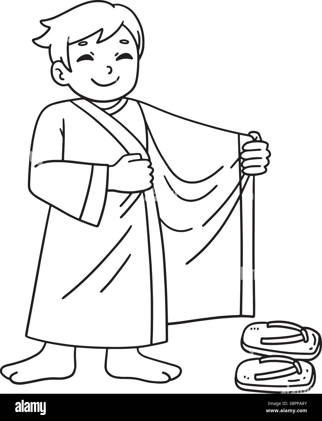 Tanbata Child Dressing Up Isolated Coloring Page Illustrazione Vettoriale