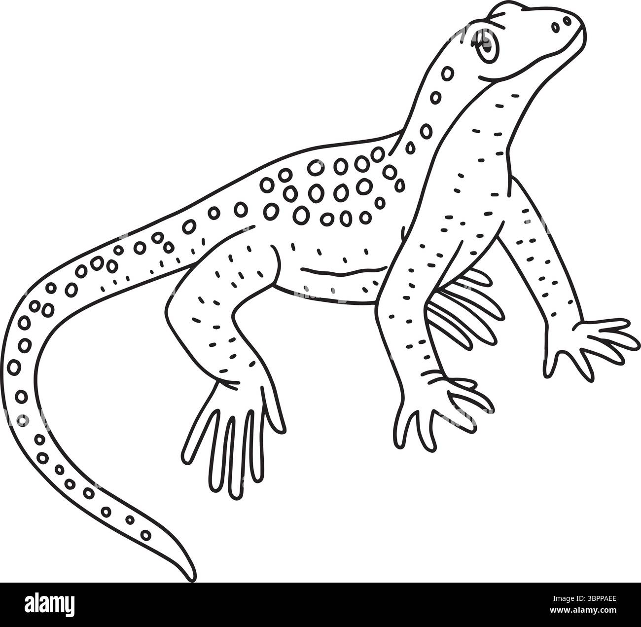 Pagina da colorare isolata Lizard con punta frange Mojave Illustrazione Vettoriale