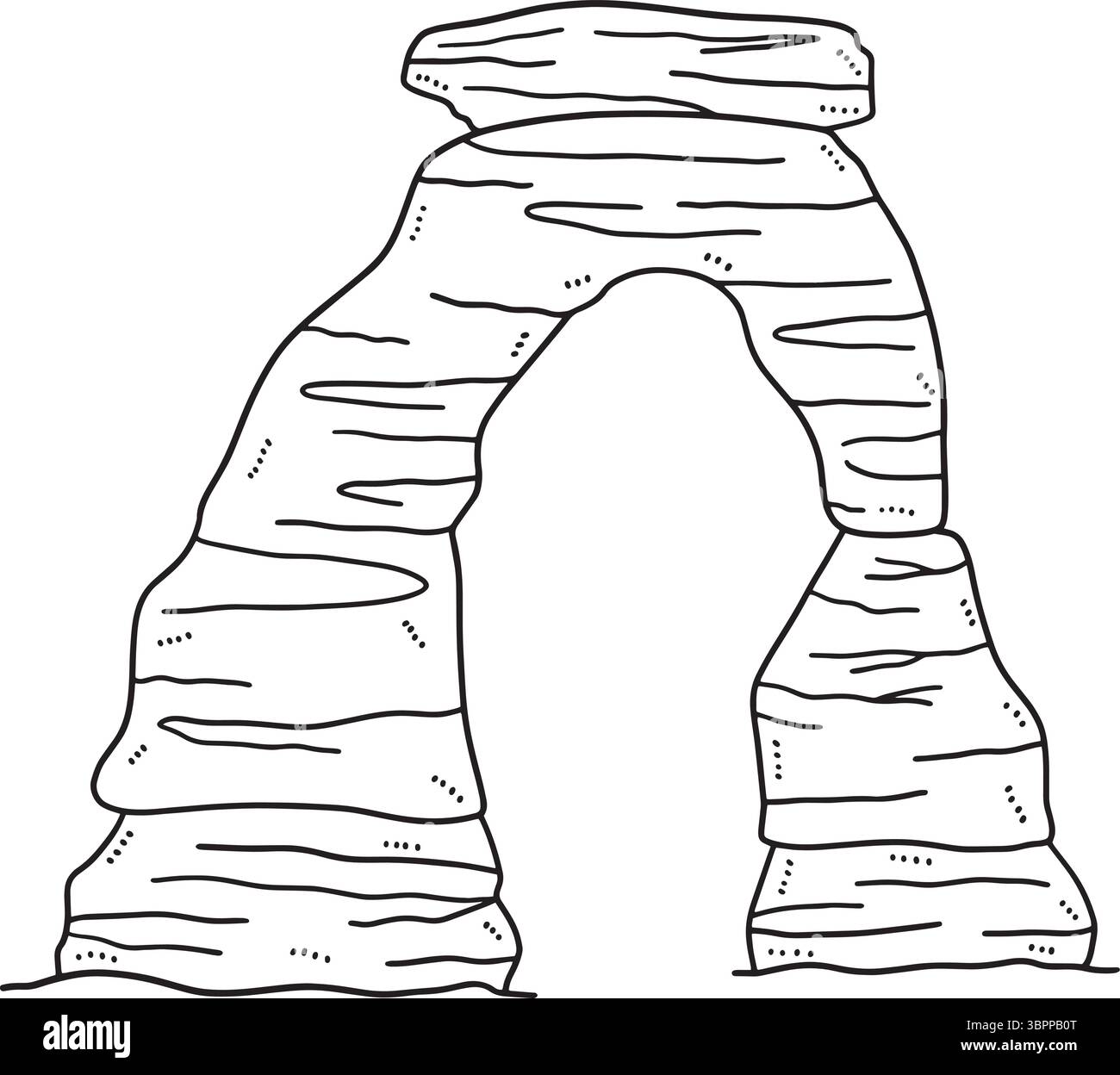 Desert Rock Arch Isolated Coloring Page per bambini Illustrazione Vettoriale
