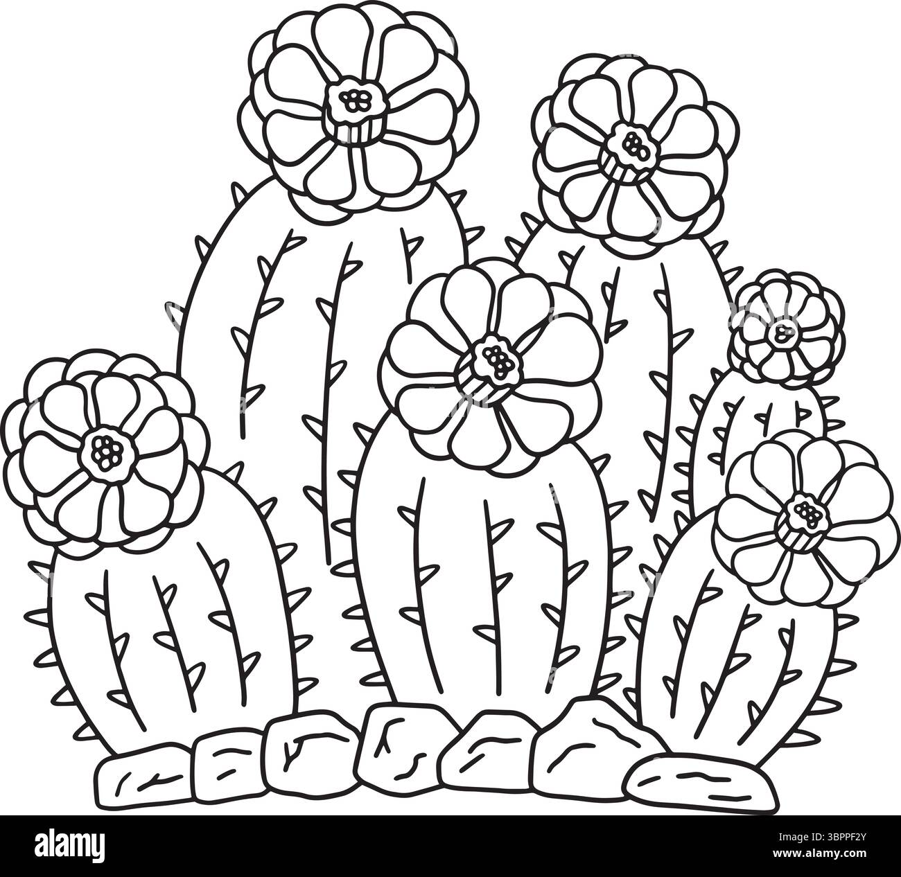 Kingcup Cactus Isolated Coloring Page per bambini Illustrazione Vettoriale