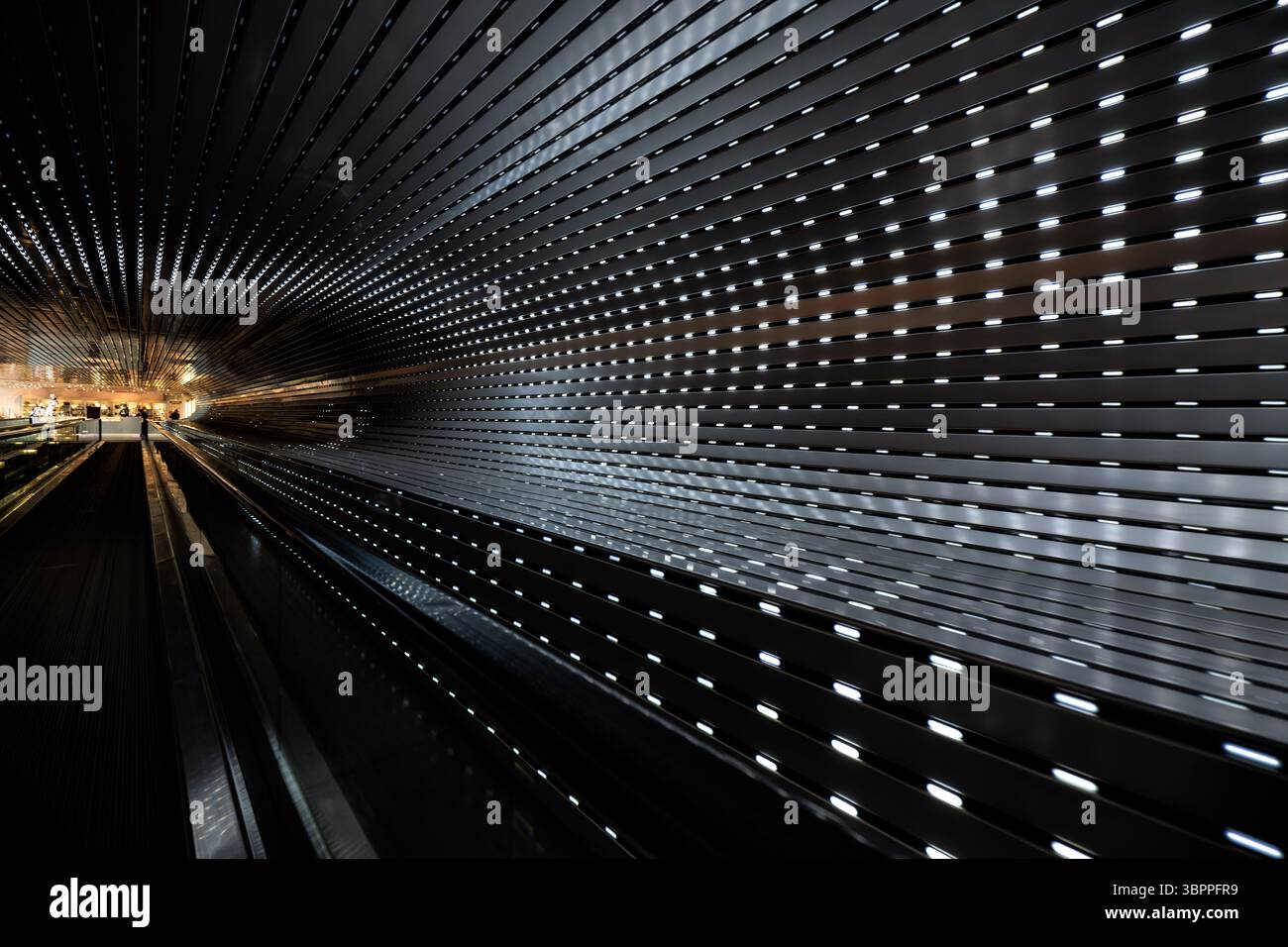 National Gallery of Art Multiverse Light Installation Washington DC // WASHINGTON DC — Multiverse, un'installazione di luci a LED su larga scala dell'artista americano Leo Villareal, illumina la passerella Concourse lunga 200 metri che collega gli edifici est e ovest della National Gallery of Art Creata nel 2008, la grafica coinvolgente include circa 41.000 nodi LED programmati dal computer disposti in più fili che creano schemi di luce in continuo cambiamento. La sofisticata programmazione dell'installazione incorpora sia sequenze predeterminate che elementi casuali, garantendo ai visitatori di rado la possibilità di espandersi Foto Stock