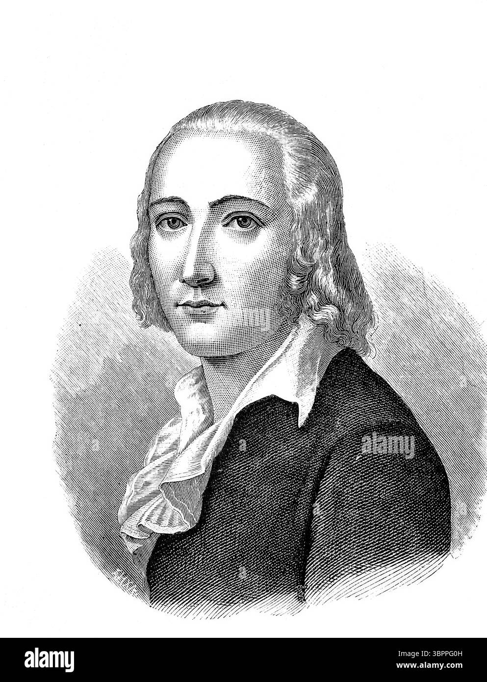 Johann Christian Friedrich Hölderlin (20 marzo 1770 – 7 giugno 1843) è stato un poeta tedesco, uno dei più importanti parolieri del suo tempo. Storico, riproduzione di un modello con una scena del XIX secolo. Foto Stock