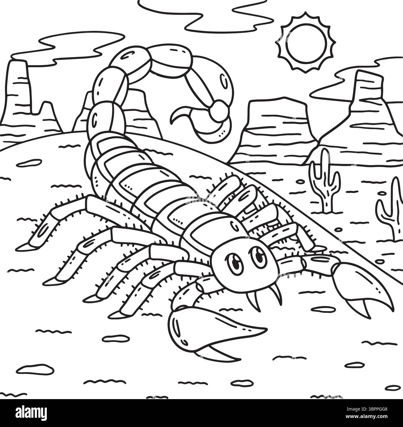 Pagina da colorare dello scorpione peloso del deserto per bambini Illustrazione Vettoriale