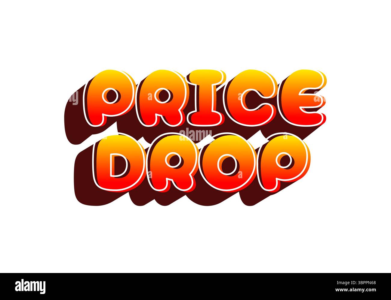 Grafica con testo colorato che presenta le parole PREZZO in grassetto, lettere arrotondate con una sfumatura dal giallo al rosso e un effetto ombra. Illustrazione Vettoriale